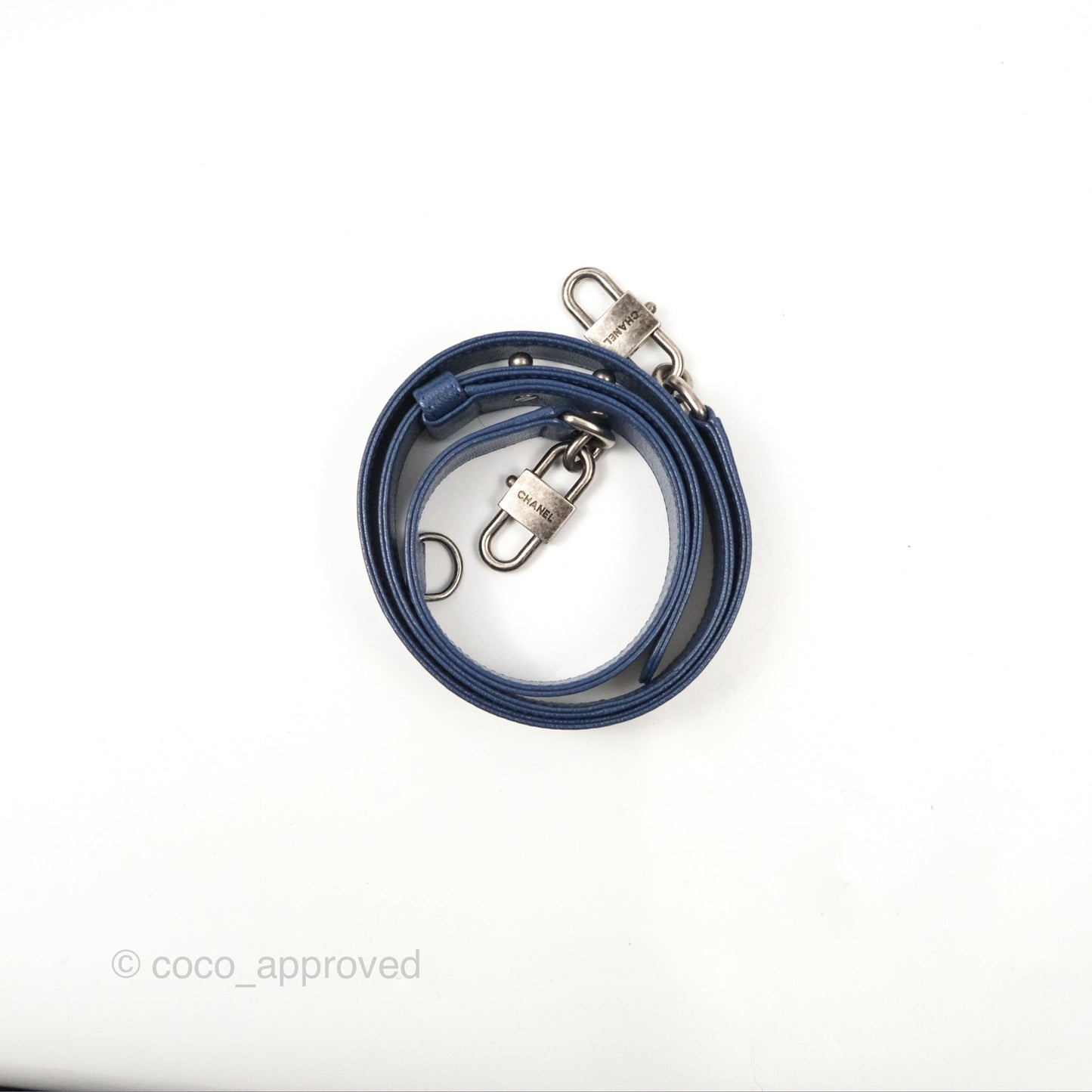 Chanel Quilted Small Double Carry Waist Chain Flap Dark Blue Shiny Goatskin
