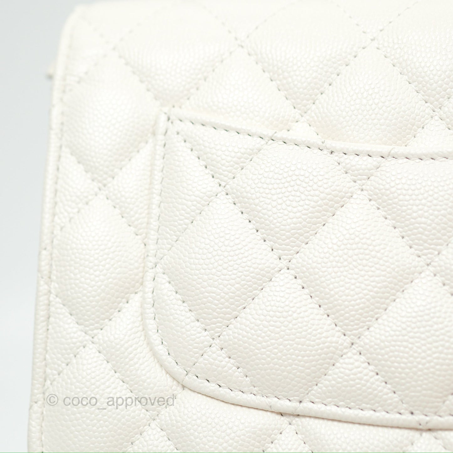 Chanel Wallet On Chain WOC Adjustable CC Chain Iridescent White Caviar Aged Gold Hardware