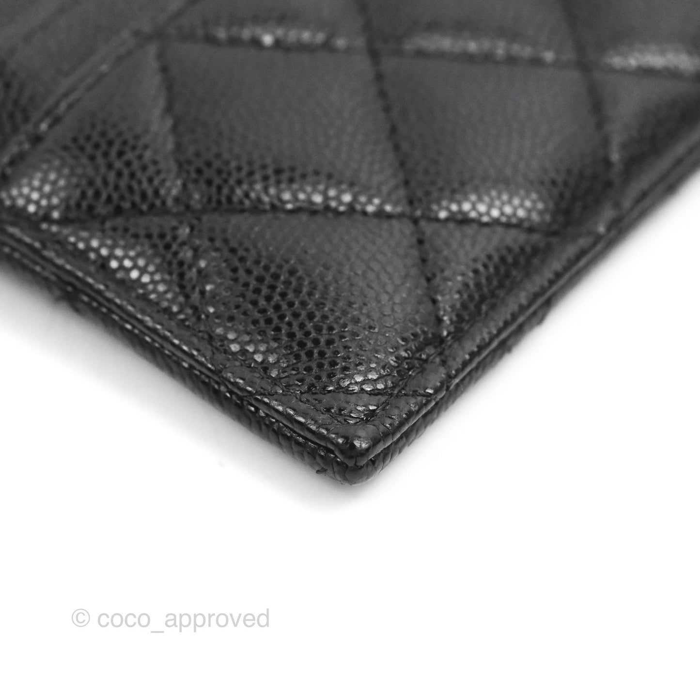 Chanel Quilted CC Zipped Card Holder Caviar Black Gold Hardware