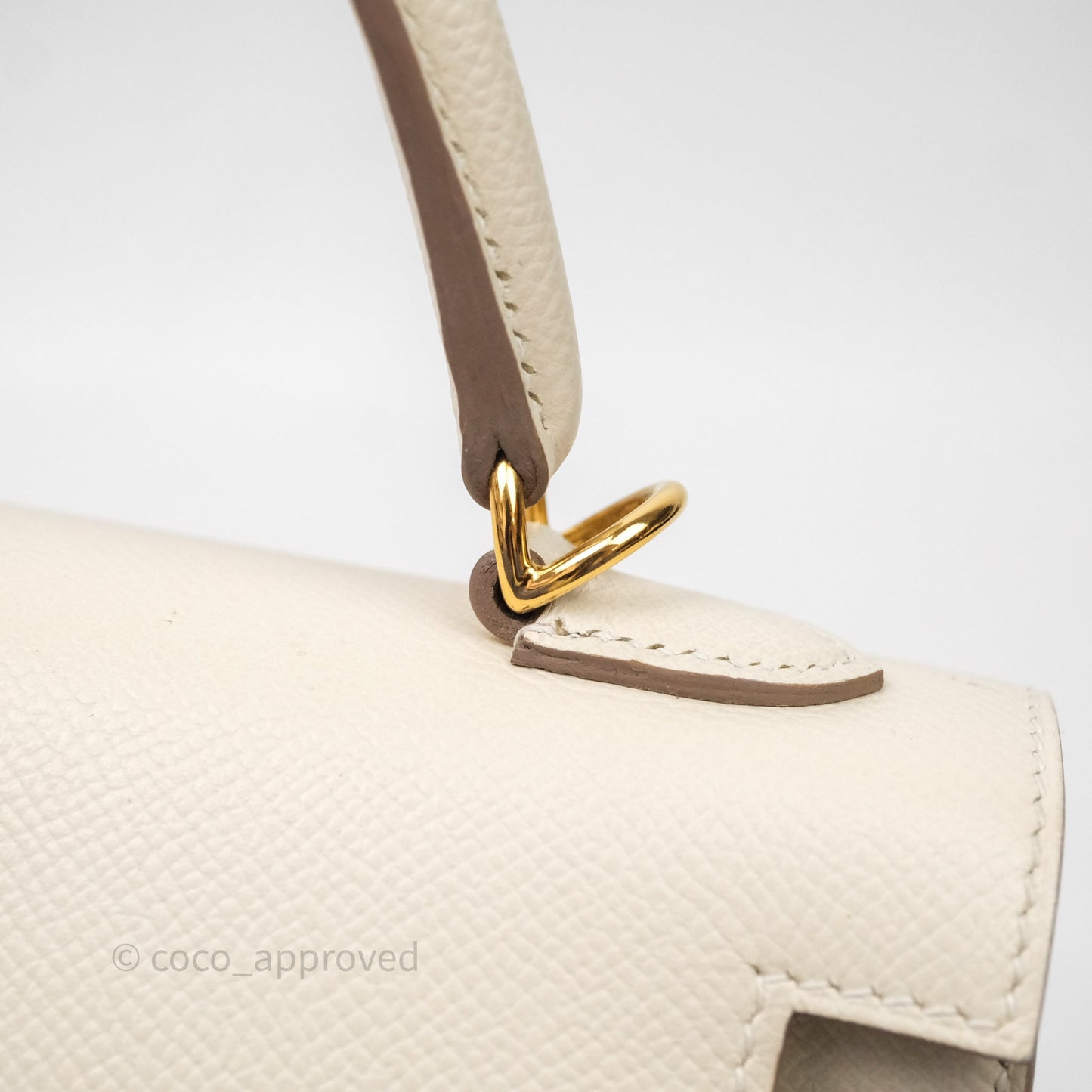 Hermes Kelly 25 Craie Epsom Gold Hardware