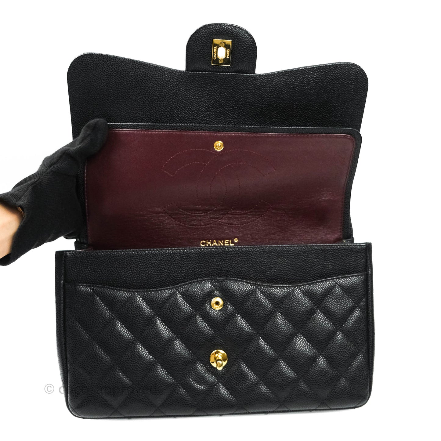 Chanel Jumbo Double Flap Black Caviar Gold Hardware⁣⁣