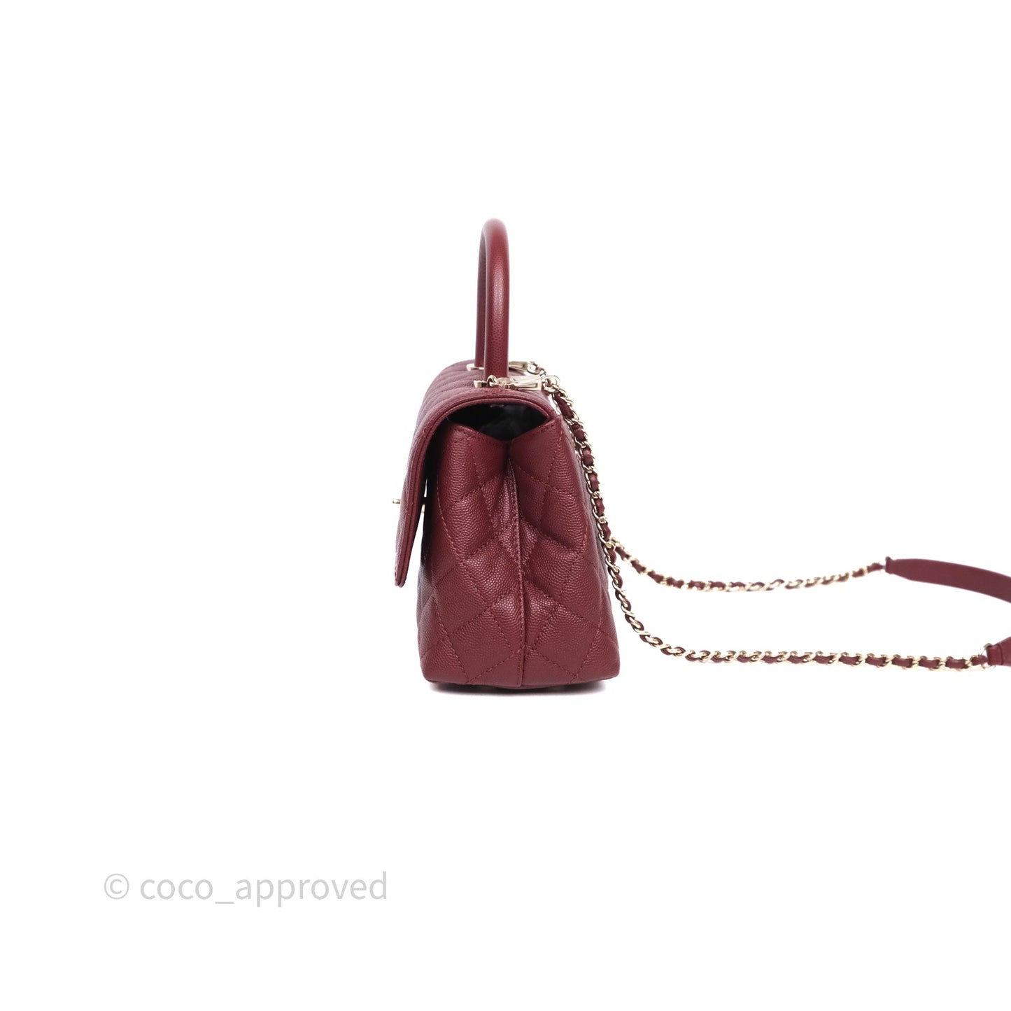 Chanel Small Coco Handle Quilted Red Burgundy Caviar Gold Hardware