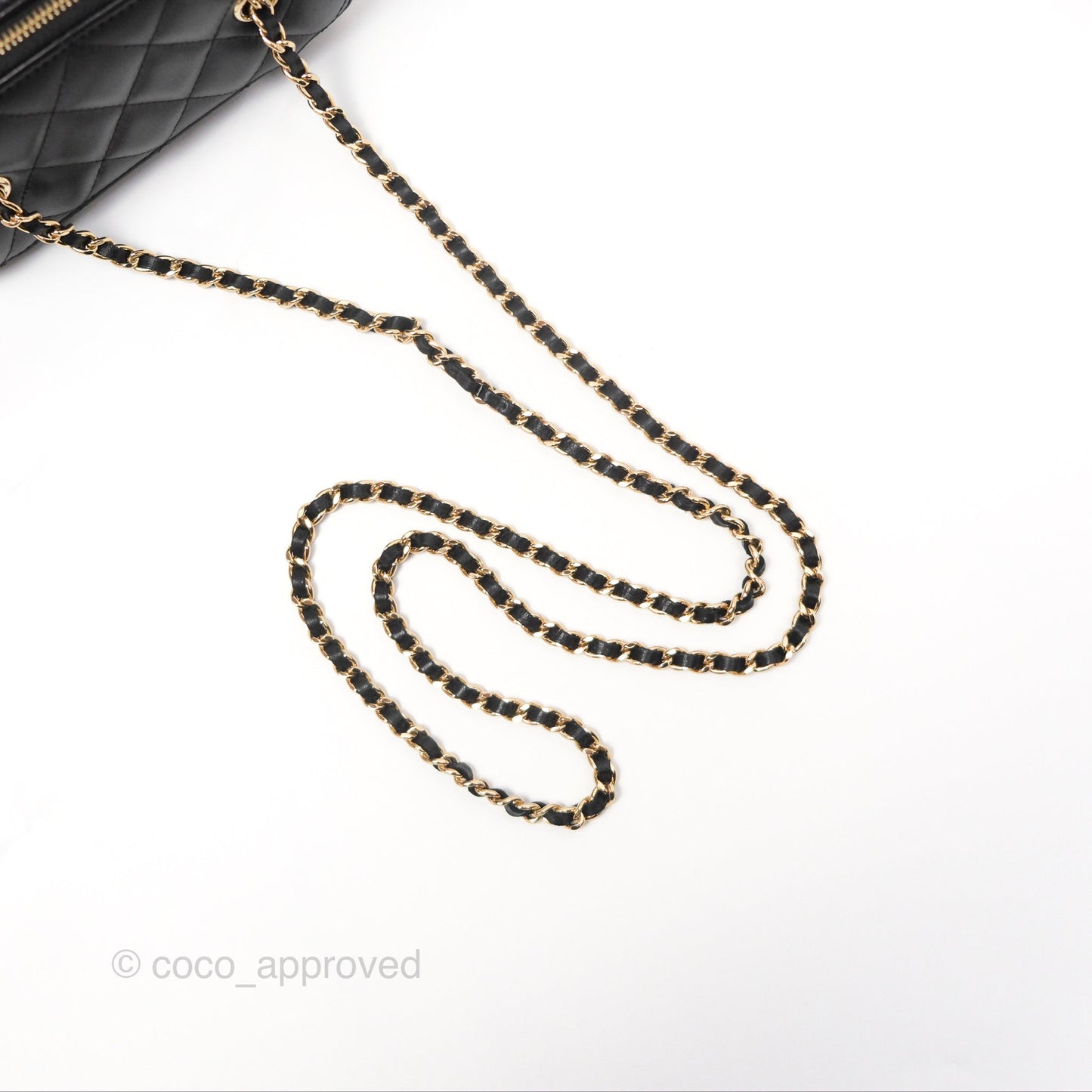 Chanel Vanity Rectangular With Chain Black Lambskin Gold Hardware