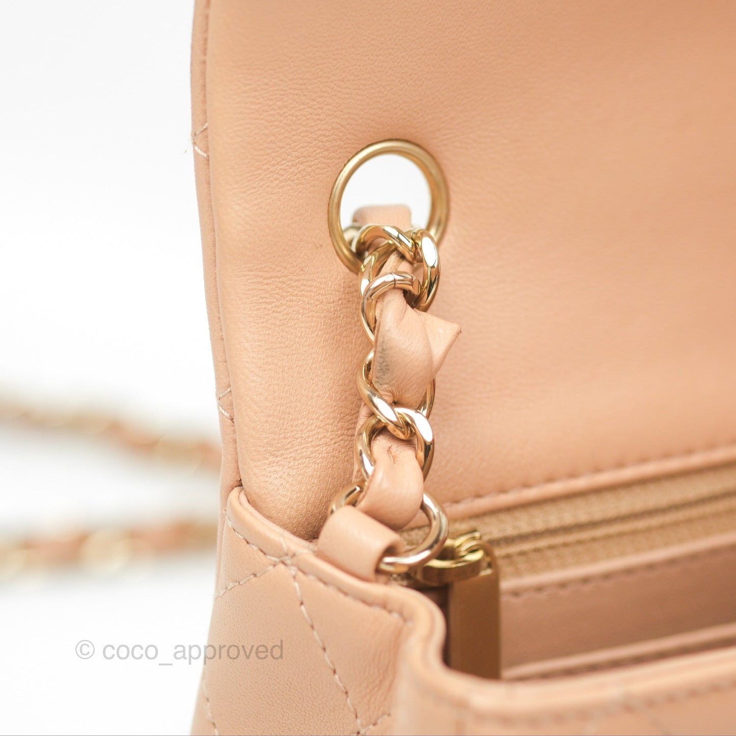 Chanel Quilted Mini Rectangular Beige Lambskin Gold Hardware
