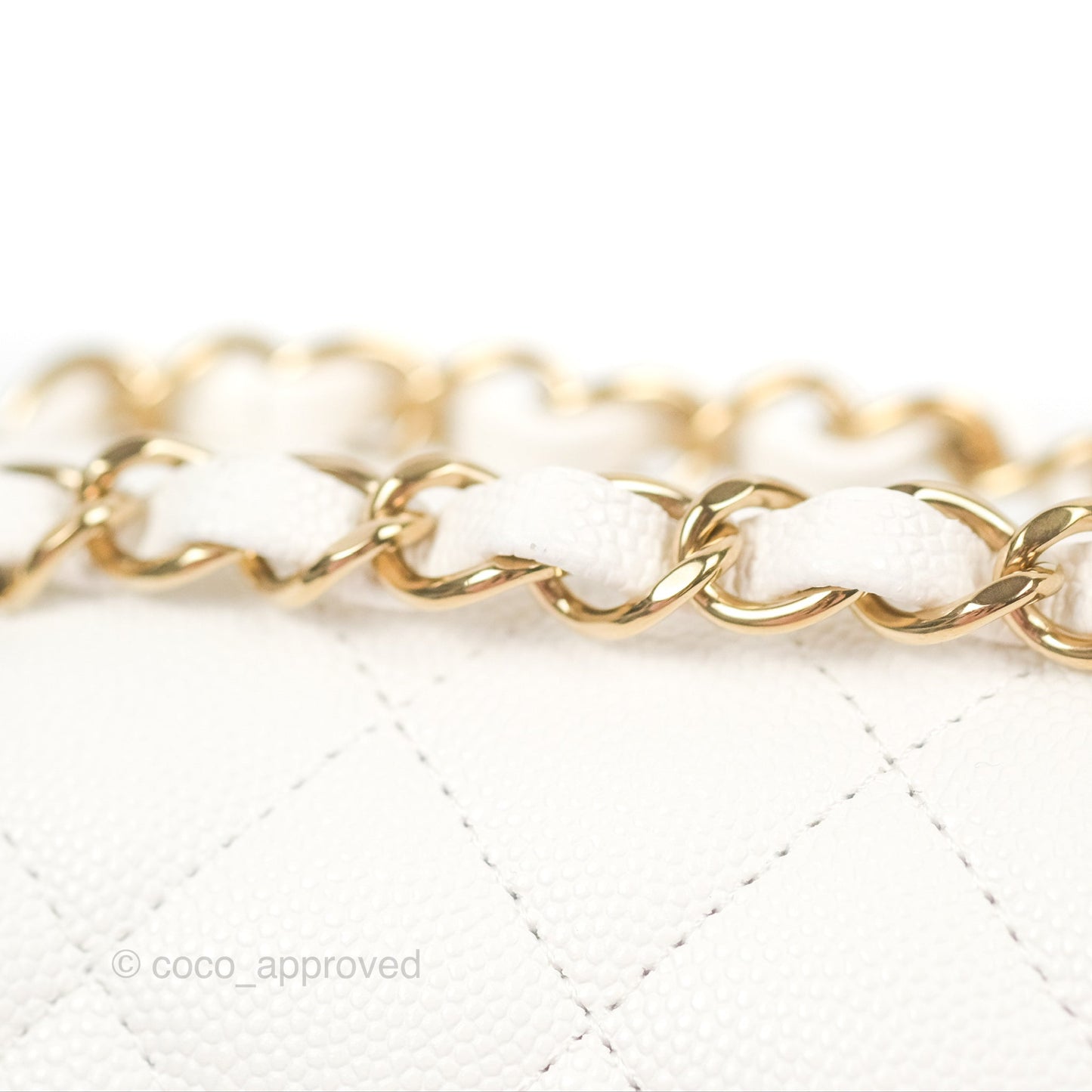 Chanel Classic M/L Medium Flap Quilted White Caviar Gold Hardware