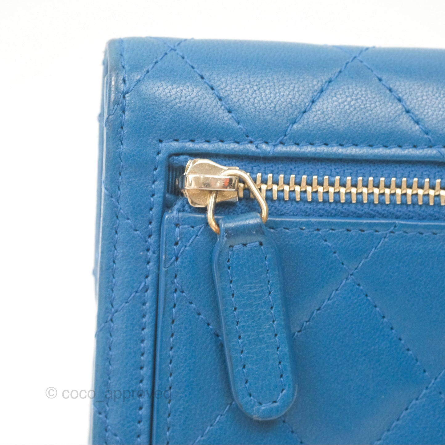 Chanel Classic Short Flap Wallet Blue Lambskin Gold Hardware