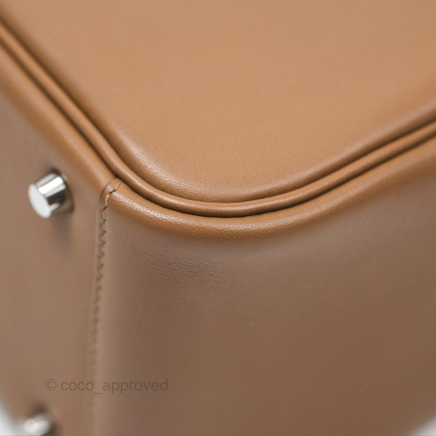 Hermès Mini Lindy 20 Verso Swift Alezan 3G / Biscuit 48 Palladium Hardware