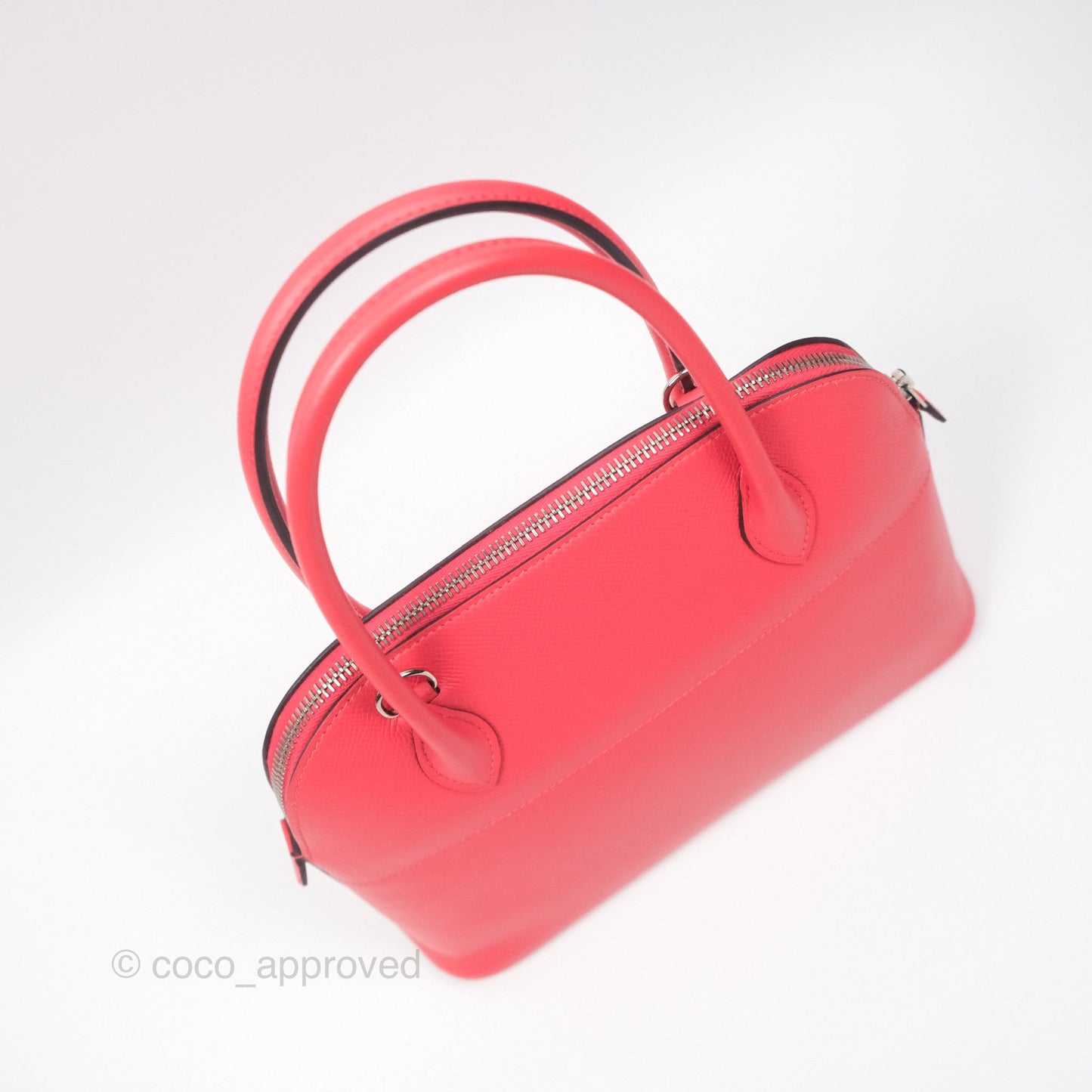 Hermès Bolide 27 Rose Jaipur T5 Epsom Palladium Hardware