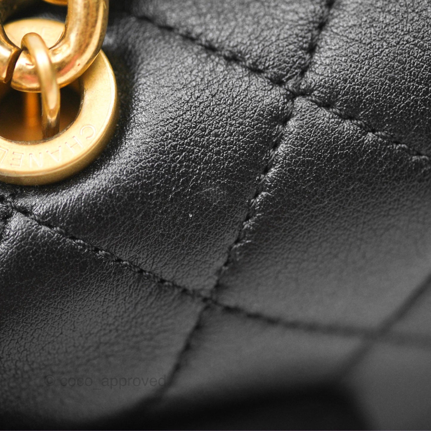 Chanel Pearl Chain Bag Black Calfskin Aged Gold Hardware