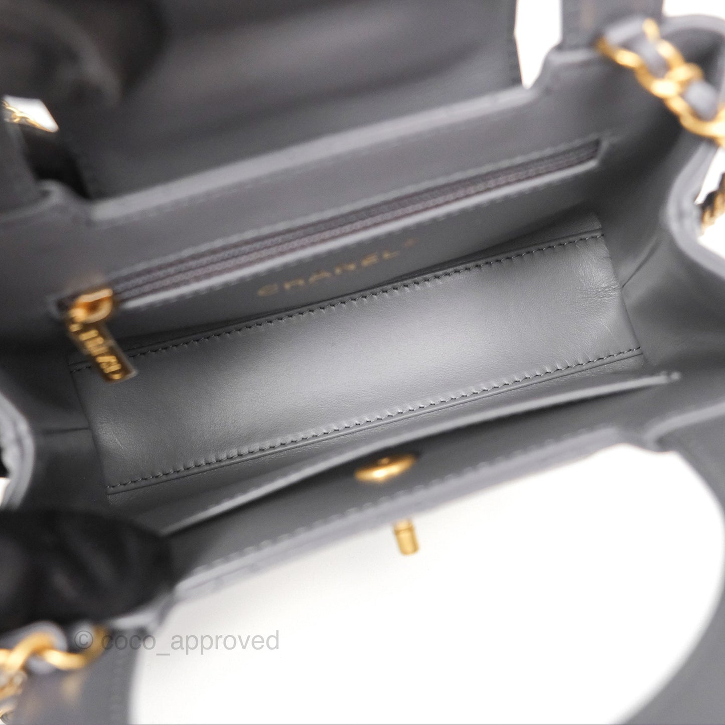Chanel Kelly Bag Quilted Grey Shiny Calfskin Aged Gold Hardware