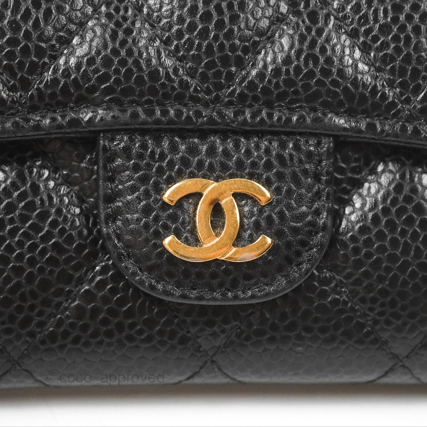 Chanel Classic Quilted Flap Card Holder Black Caviar Gold Hardware