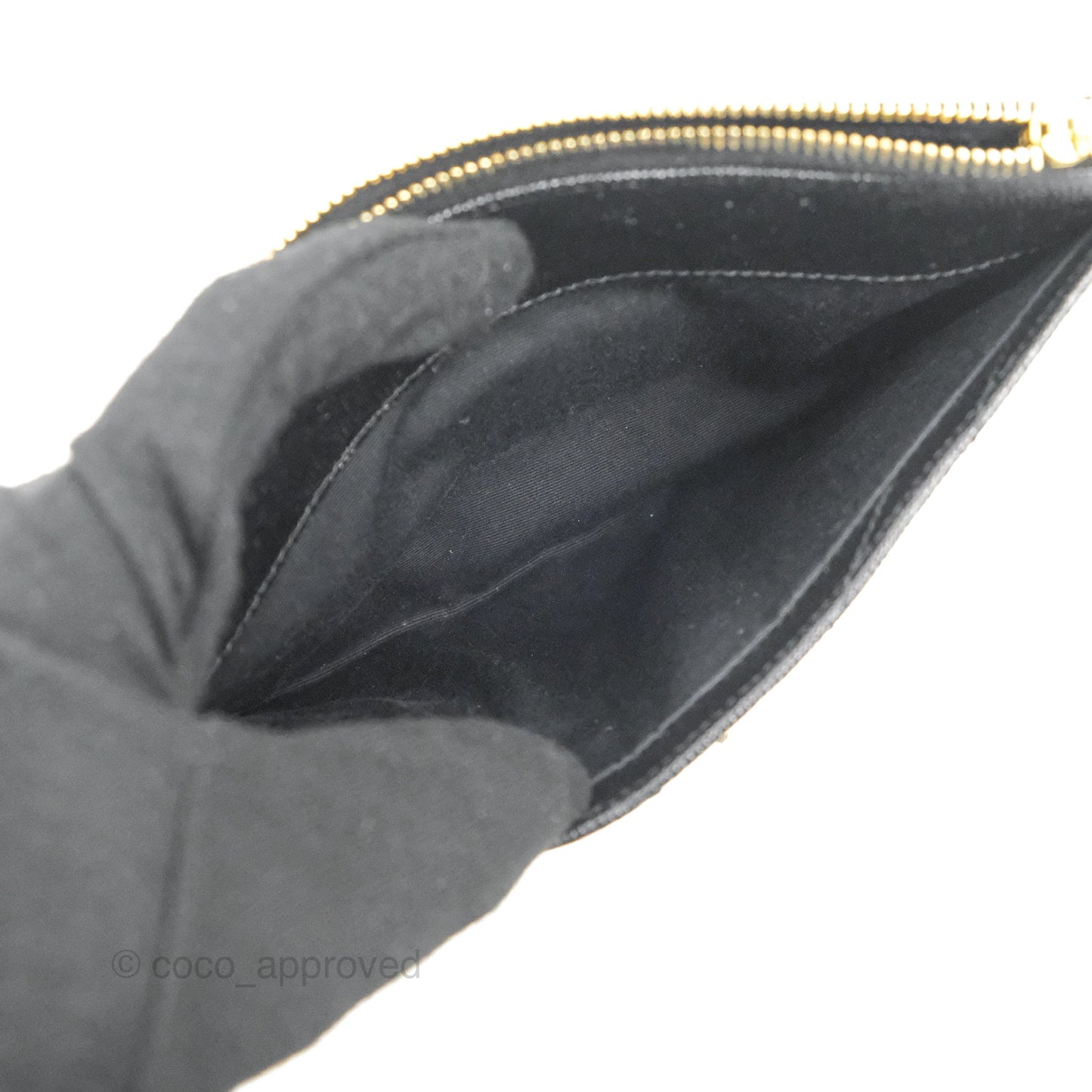 Saint Laurent Cassandre Matelasse Zipped Pouch Black Grained Leather Gold Hardware