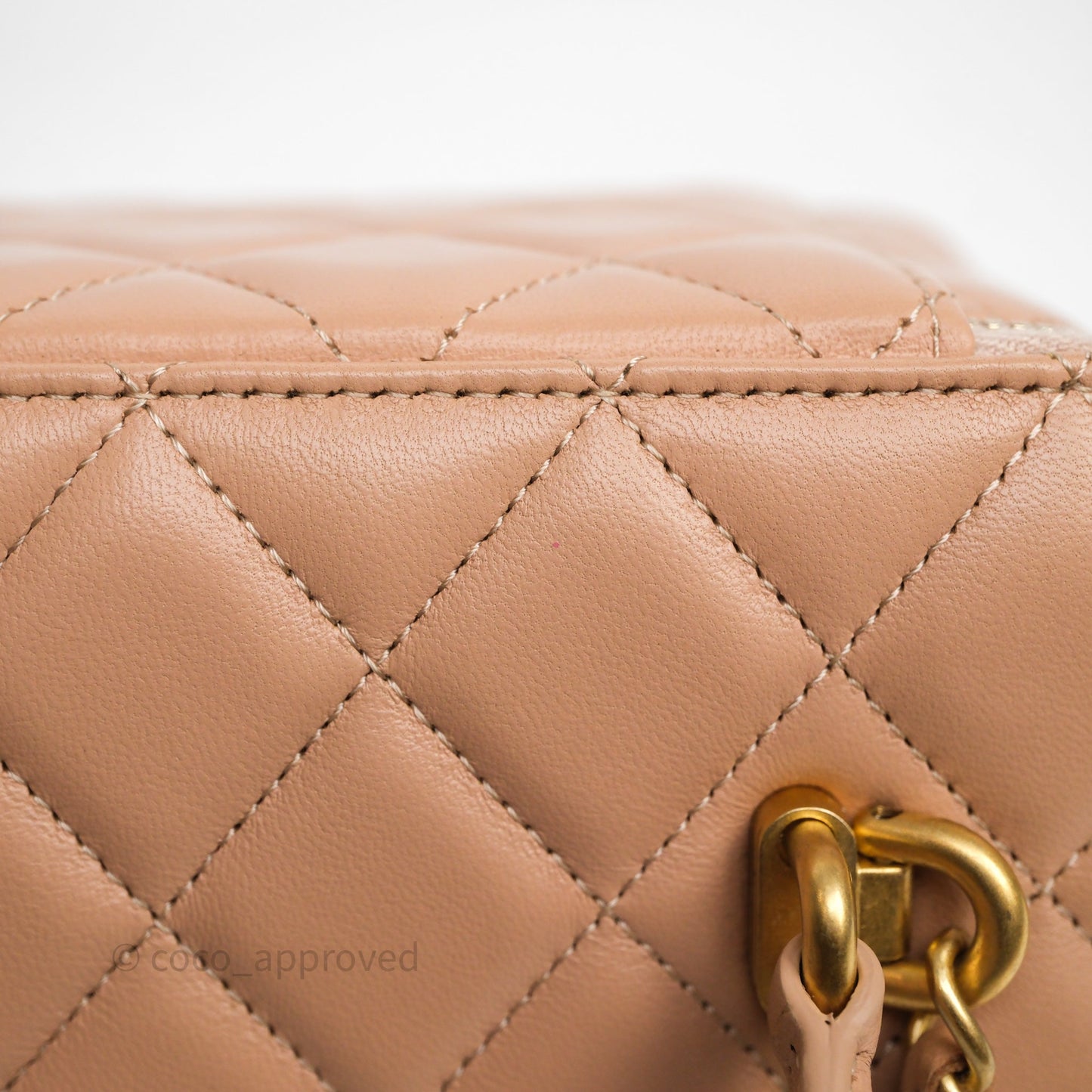 Chanel Top Handle Vanity Lambskin Beige Bag Gold Hardware