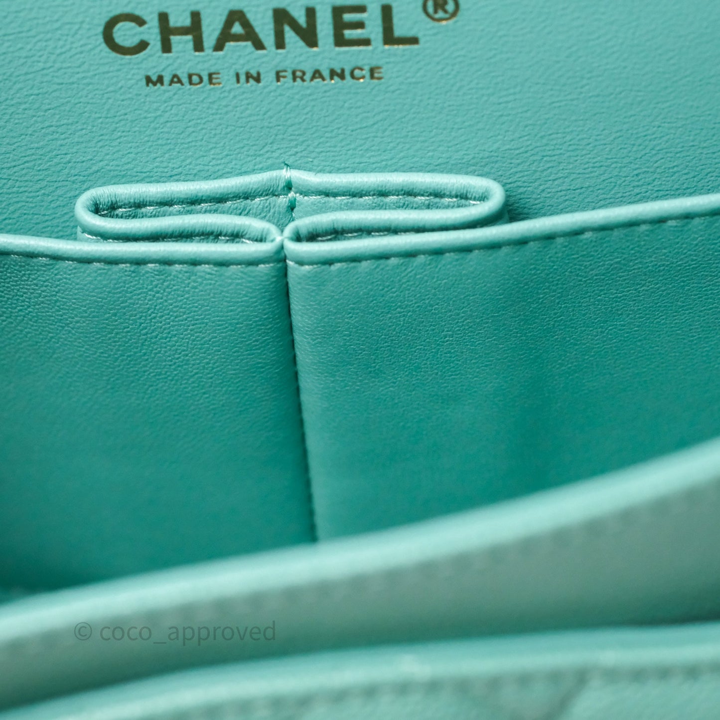Chanel Classic M/L Medium Flap Quilted Tiffany Green Caviar Gold Hardware