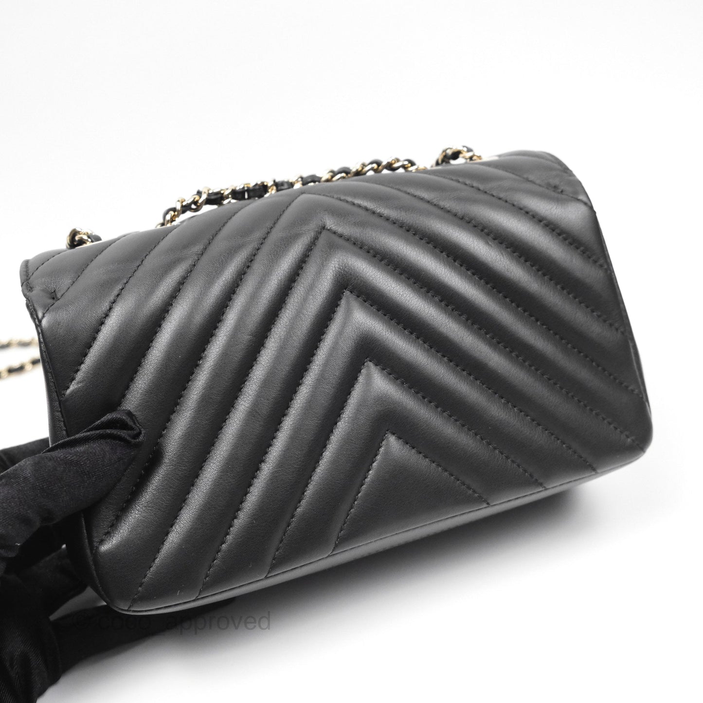 Chanel Small Statement Chevron Flap Bag Black Gold Hardware