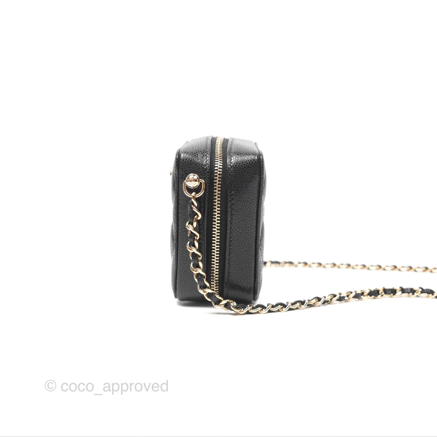 Chanel Mini Clutch With Chain Black Caviar Gold Hardware