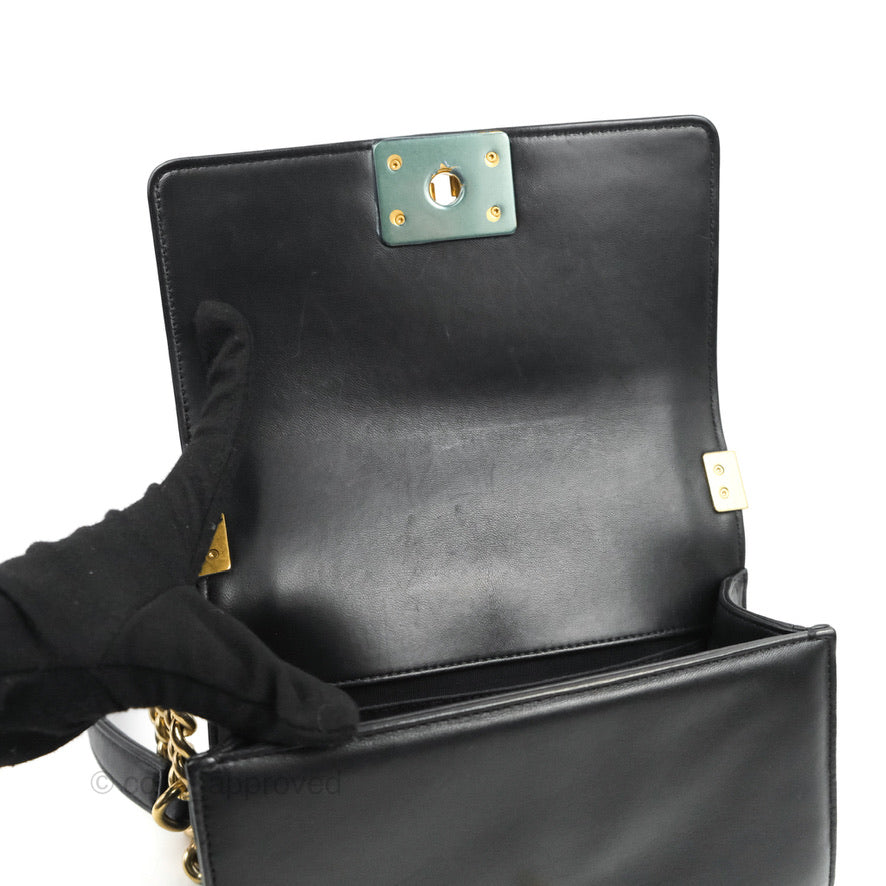 Chanel Small Boy Black Lambskin Aged Gold Hardware