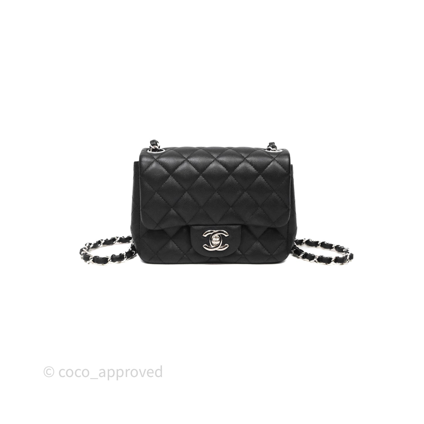 Chanel Mini Square Quilted Black Caviar Silver Hardware