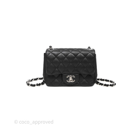 Chanel Mini Square Quilted Black Caviar Silver Hardware
