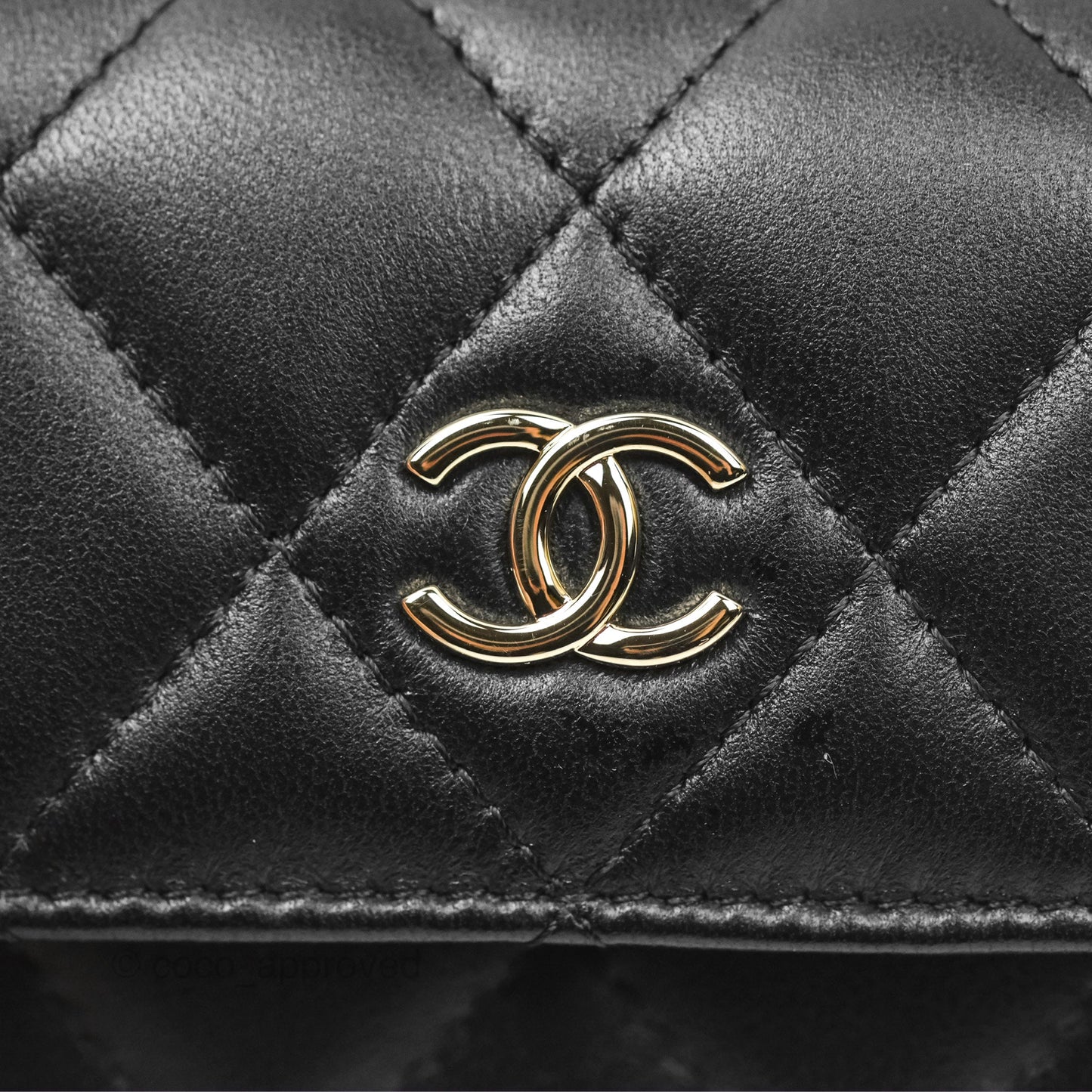 Chanel Mini Clutch With Pearl Chain Black Lambskin Gold Hardware