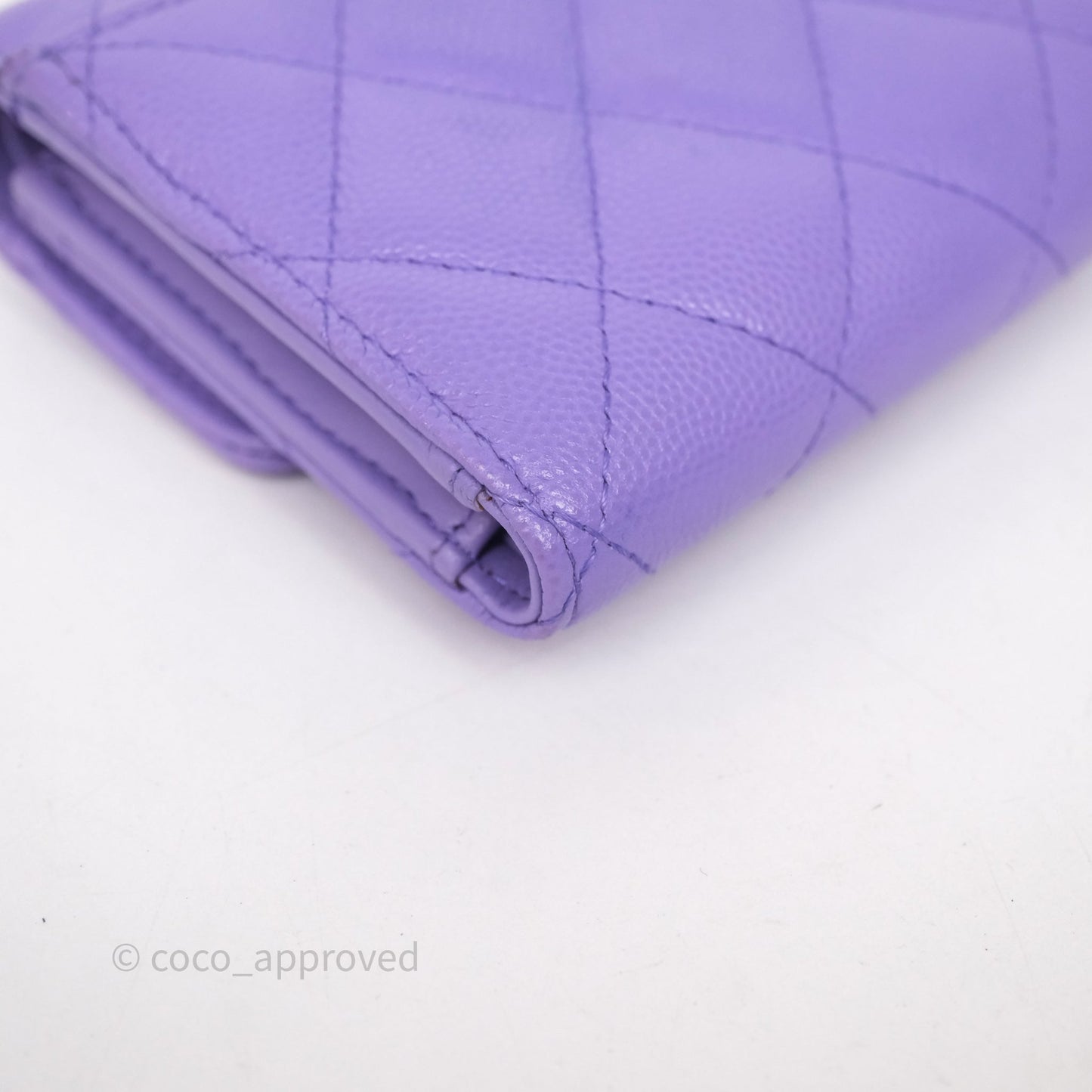Chanel Classic Short Flap Wallet Purple Caviar Gold Hardware