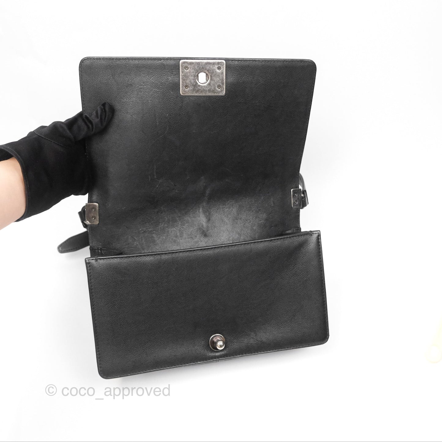 Chanel Medium Boy Quilted Black Calfskin Ruthenium Hardware