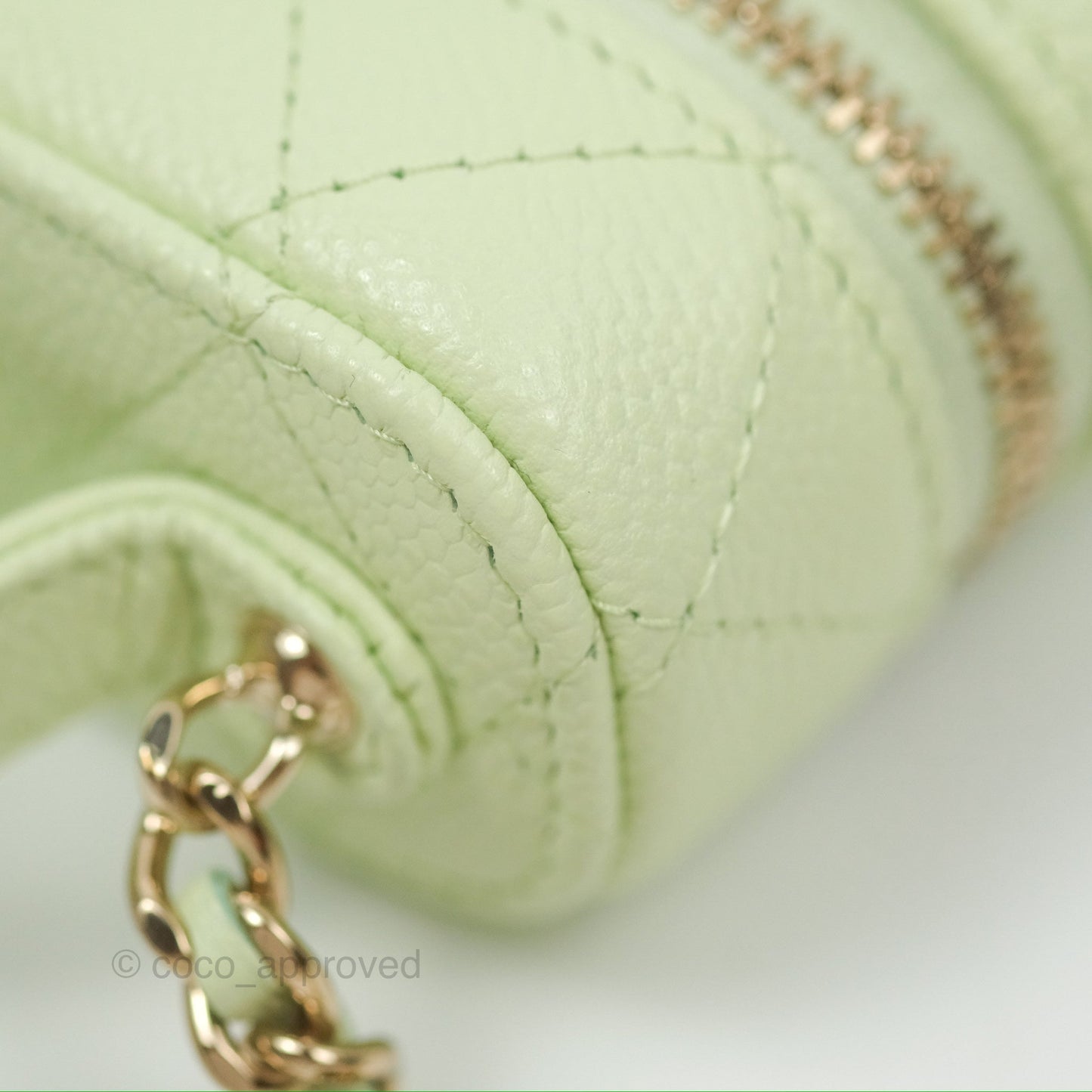 Chanel Quilted Small Handle With Care Vanity Case With Chain Green Caviar Gold Hardware