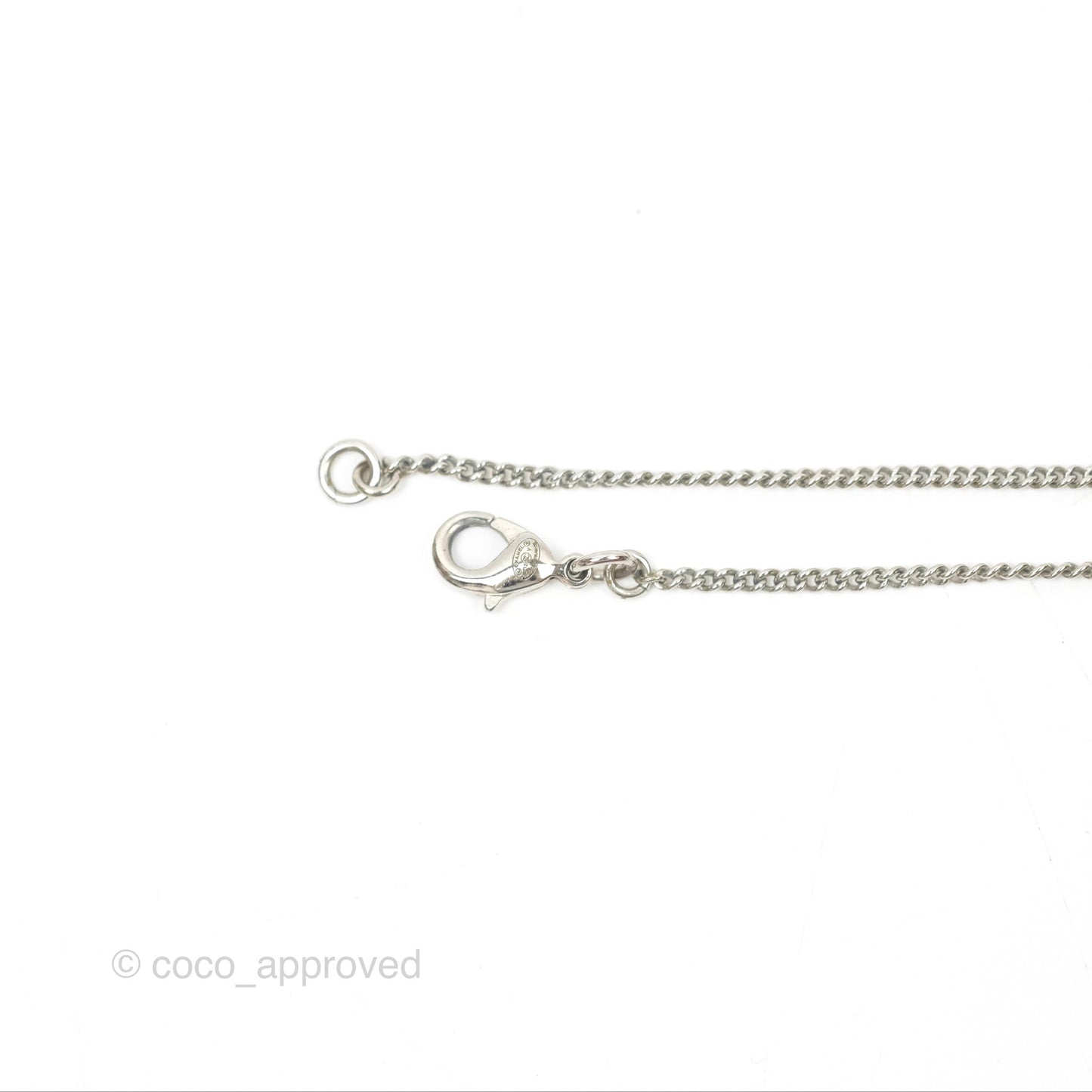 Chanel CC Pearl Necklace Silver Tone 12V