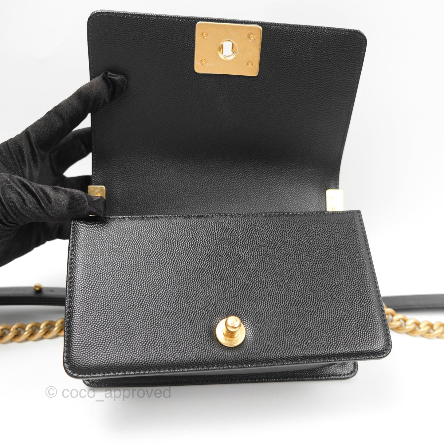 Chanel Small Boy Black Caviar Gold Hardware