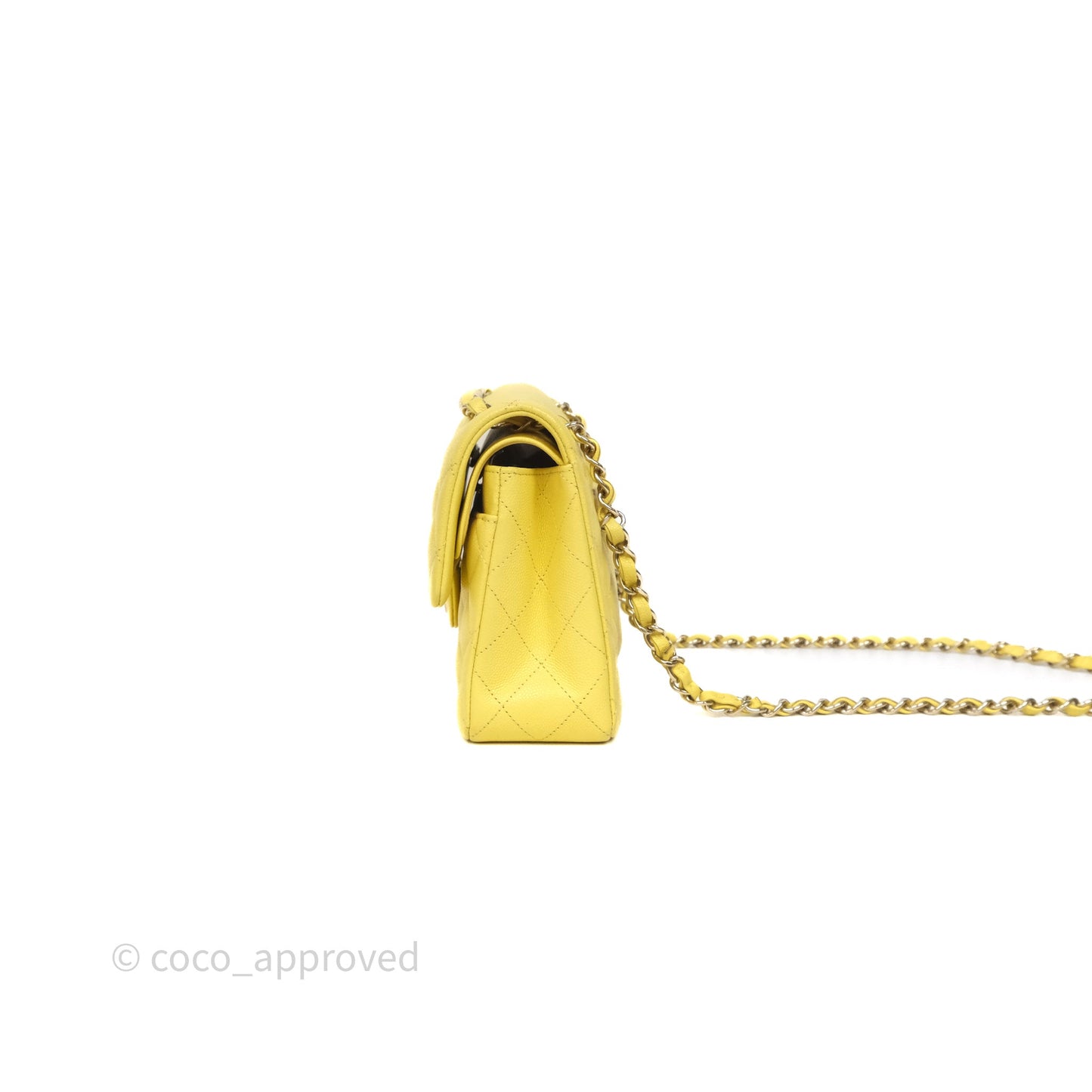 Chanel Small Classic Flap Quilted Yellow Caviar Gold Hardware