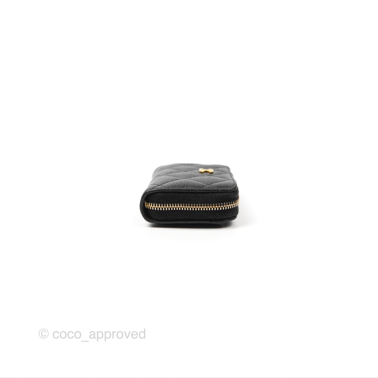 Chanel Quilted Zip Card Holder Black Caviar Gold Hardware