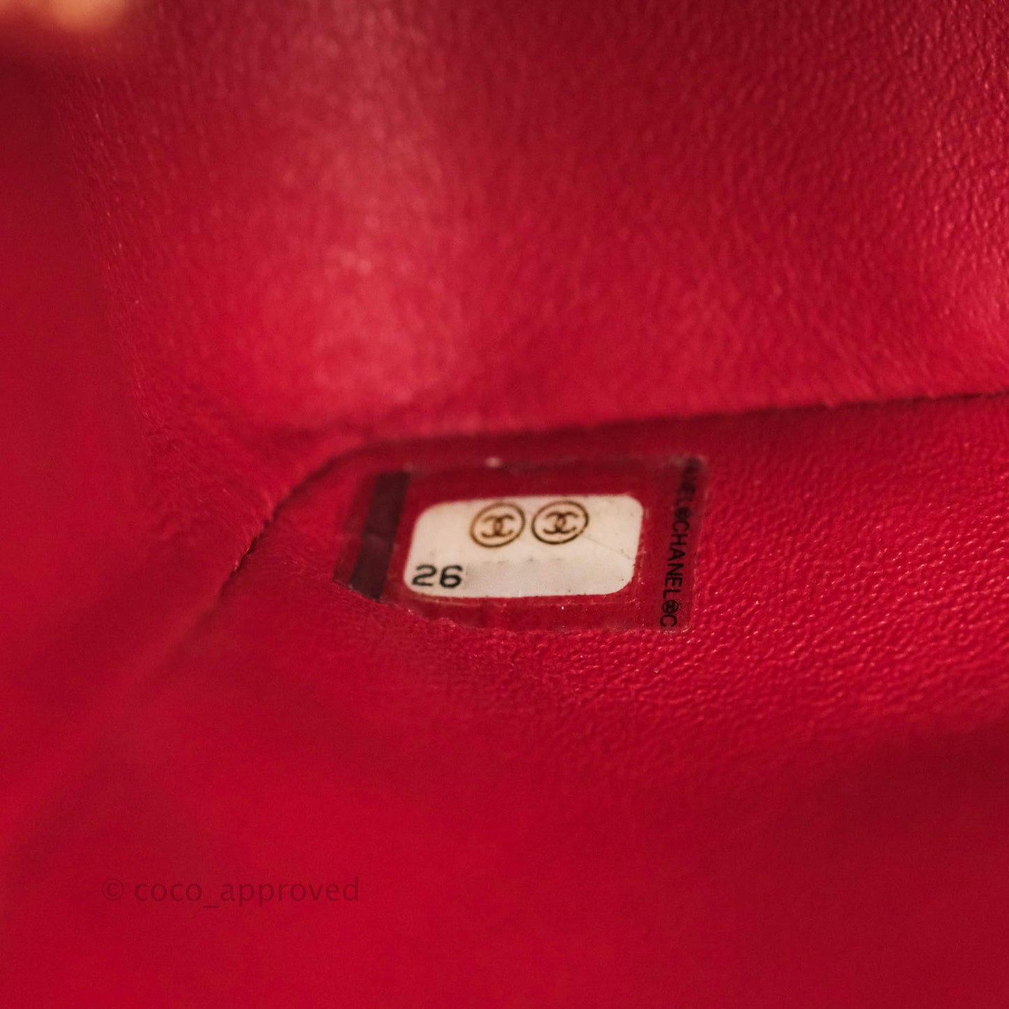 Chanel Mini Square Chevron Rosy Red Caviar Gold Hardware 18B