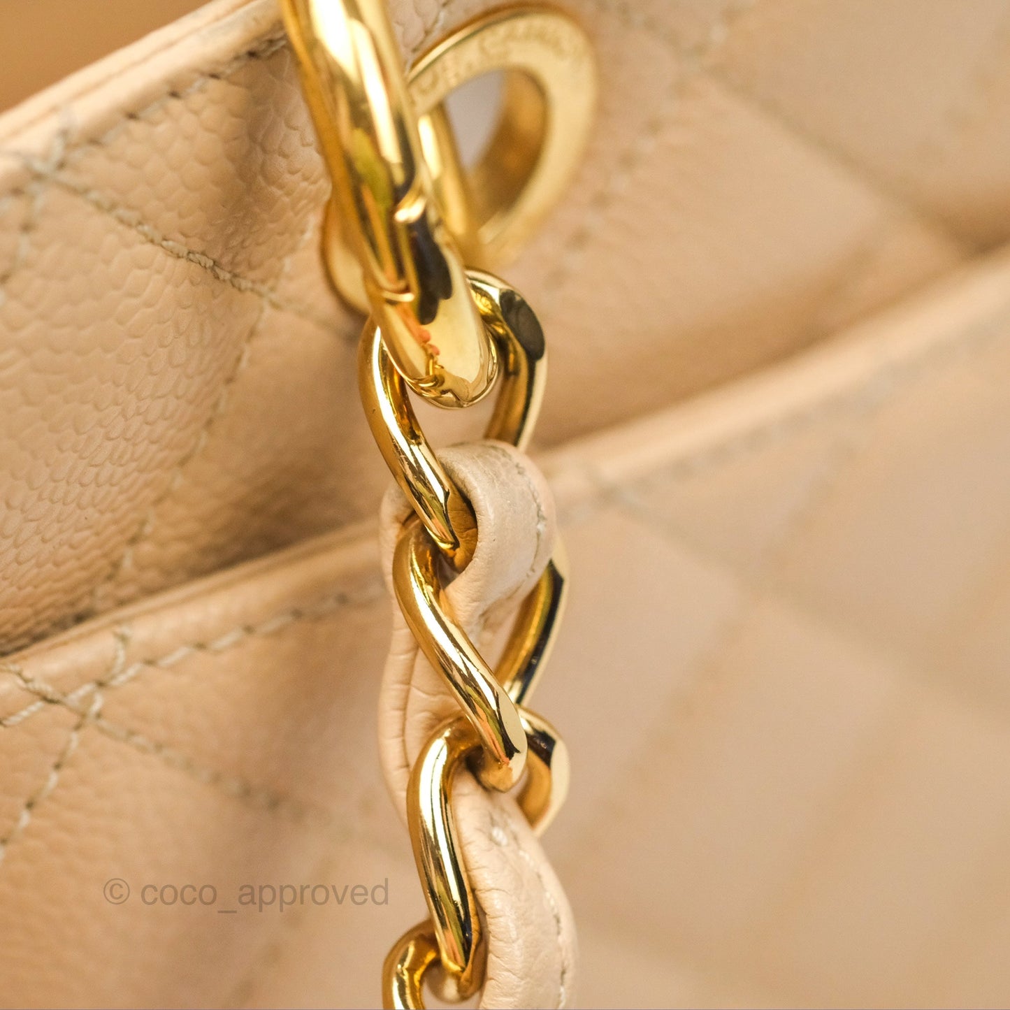 Chanel GST Beige Caviar Gold Hardware