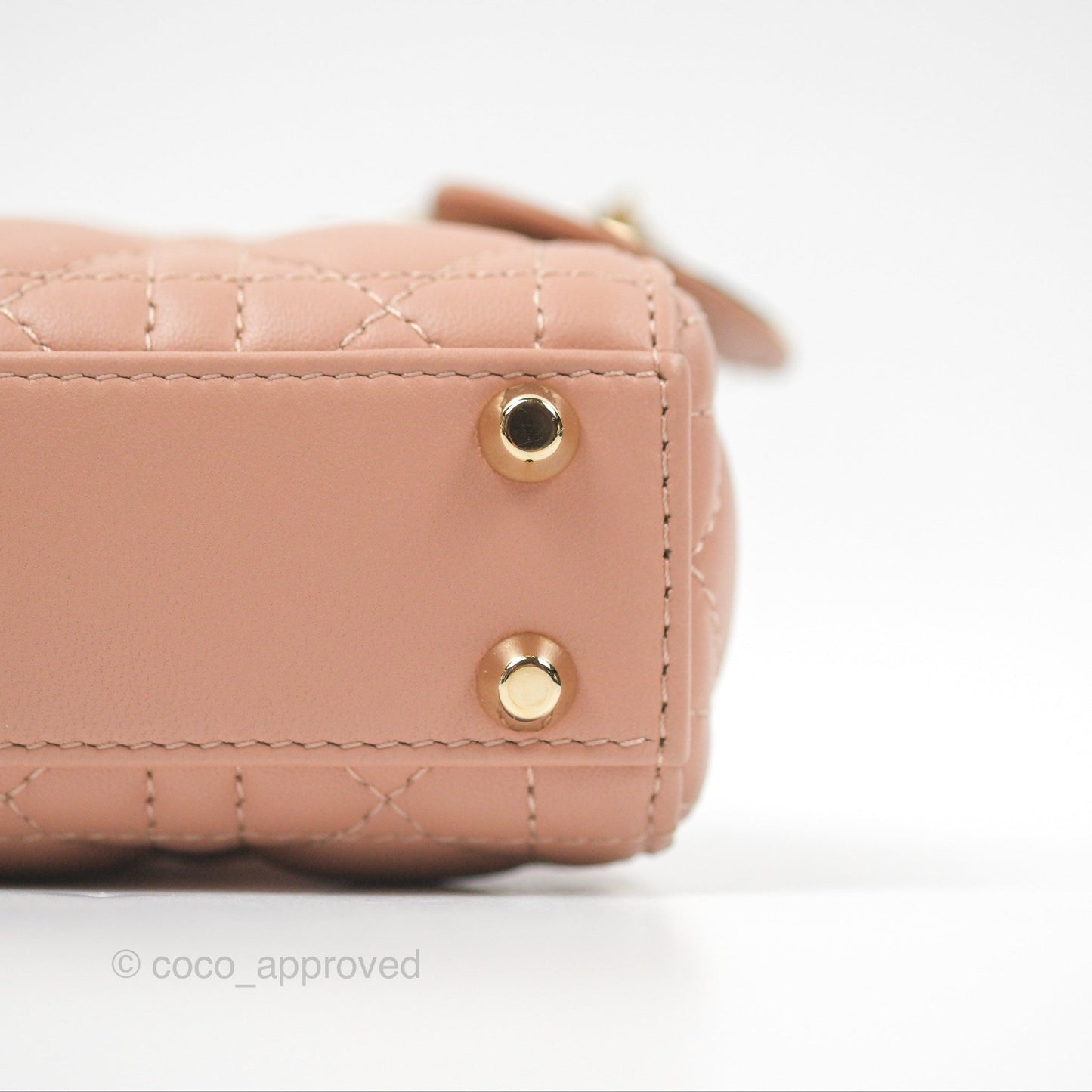 Christian Dior Micro Lady Dior Cannage Rose Des Vents Cannage Lambskin Gold Hardware