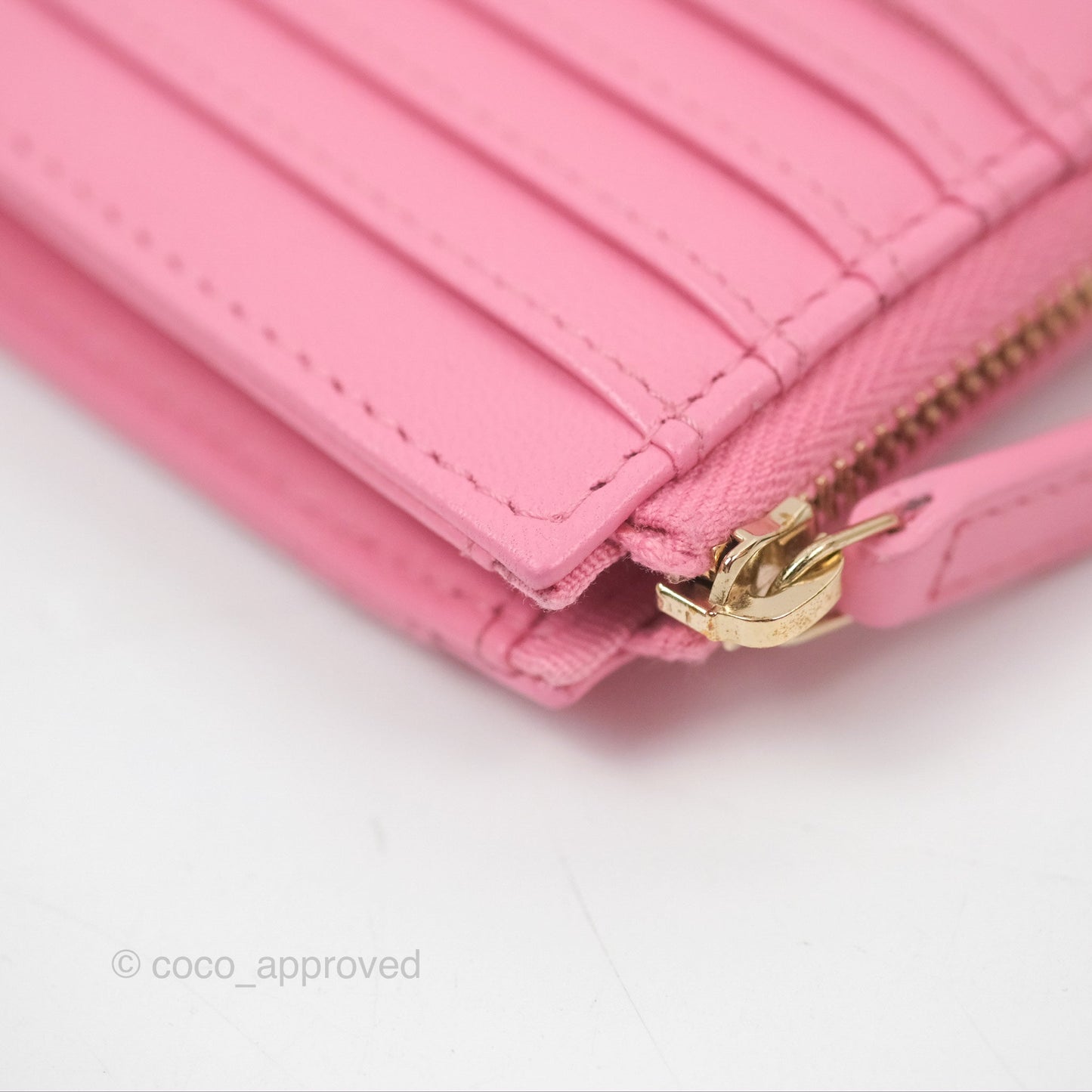 Chanel Quilted Zip Card Holder Pink Lambskin Gold Hardware 23S