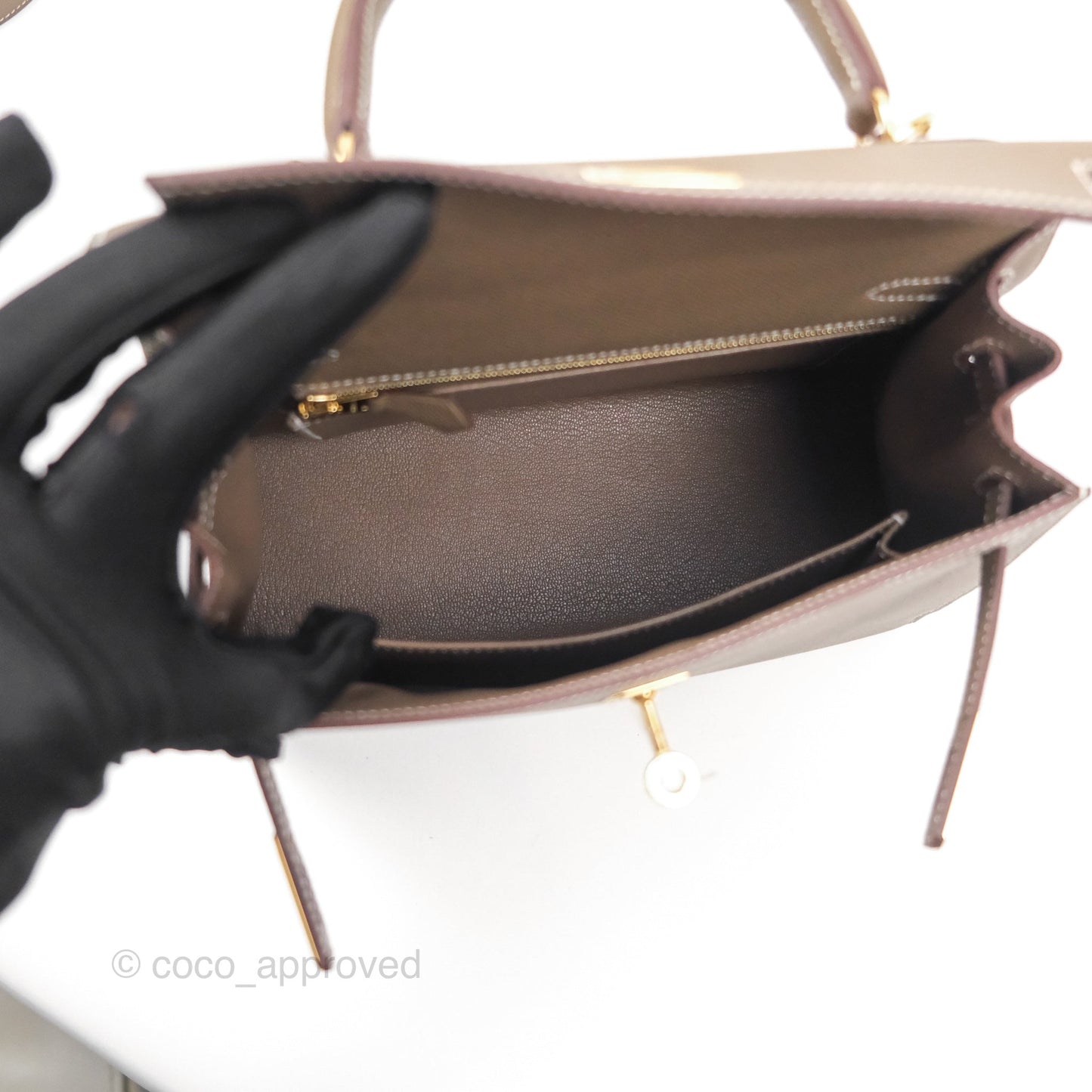 Hermès Sellier Kelly 25 Etoupe 18 Epsom Gold Hardware