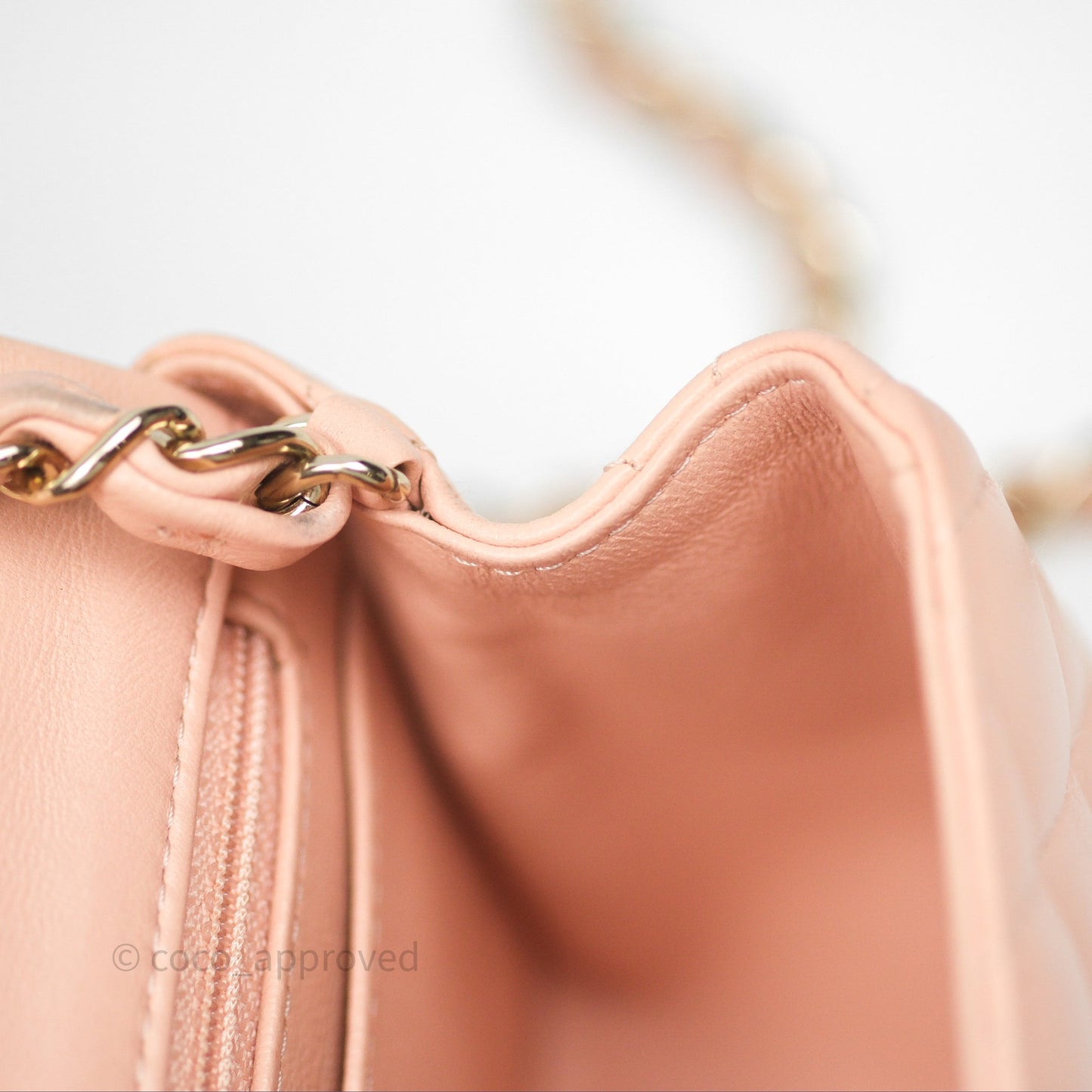 Chanel Mini Square Flap Quilted Beige Pink Lambskin Gold Hardware