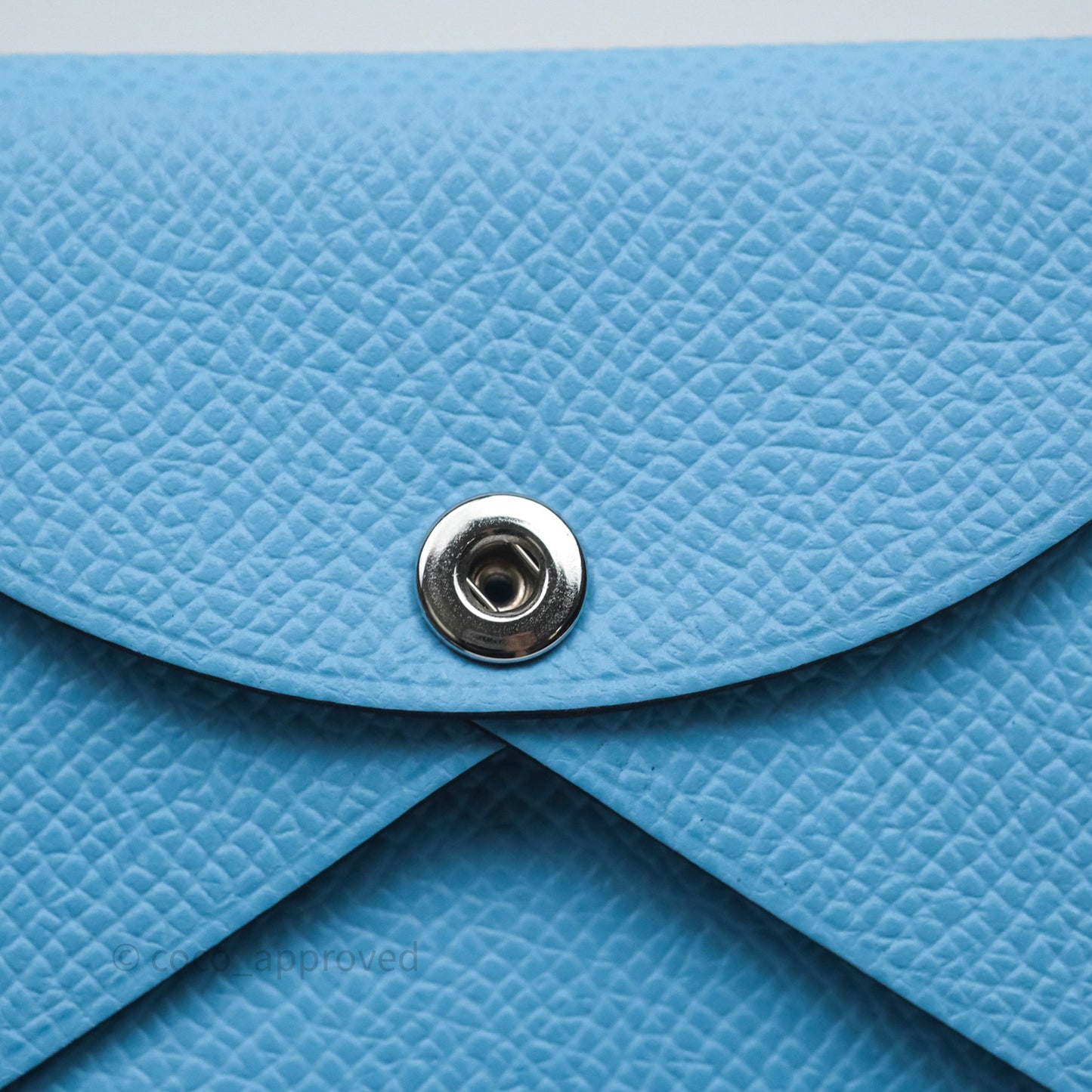 Hermès Calvi Duo Compact Card Holder Celeste 7N Epsom