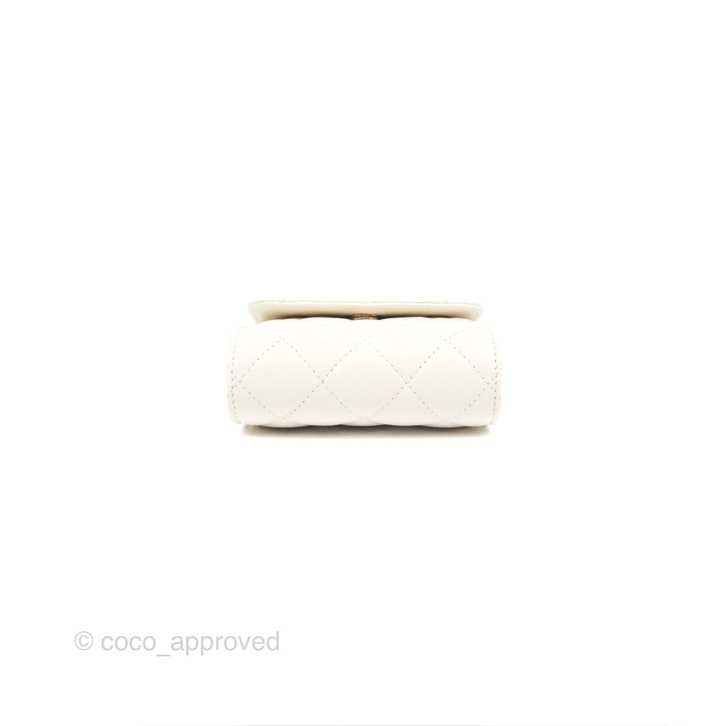 Chanel Coin Purse Clutch With Chain White Lambskin Gold Hardware