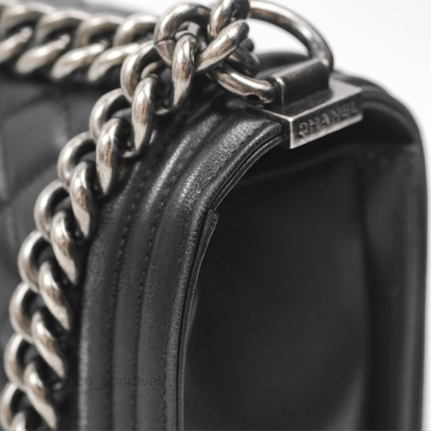 Chanel Quilted Medium Boy Black Lambskin Ruthenium Hardware
