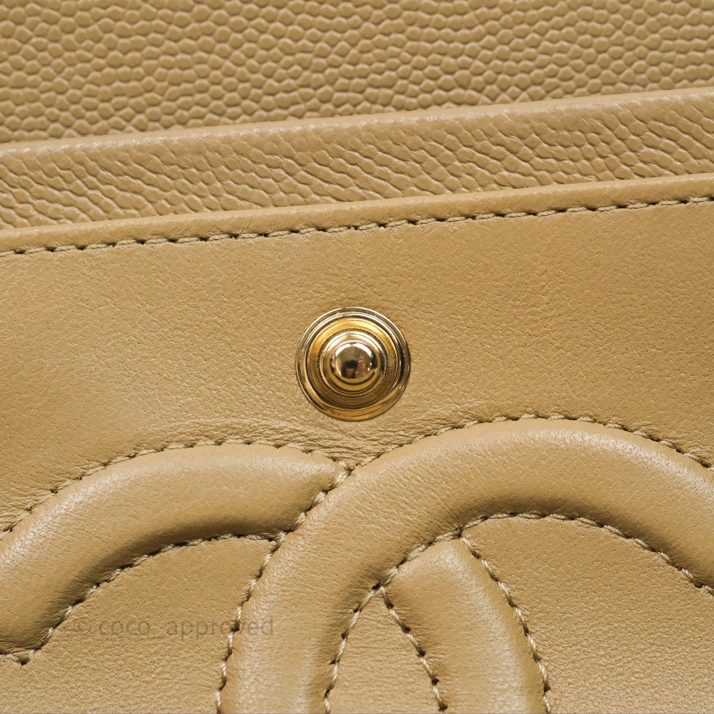 Chanel Classic M/L Medium Flap Quilted Dark Beige Caviar Gold Hardware