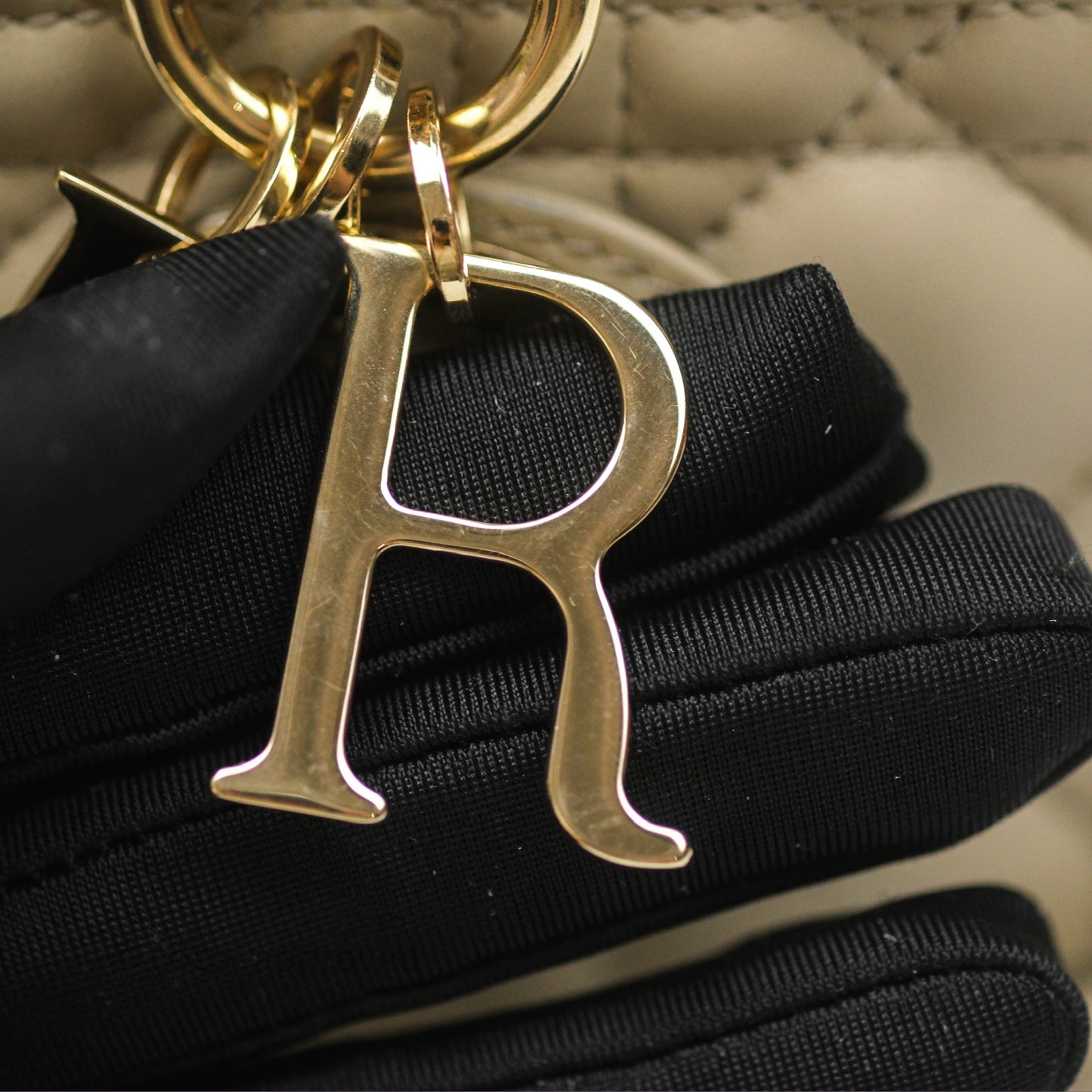 Dior Medium Lady D-Joy Bag Sand Lambskin Cannage Gold Hardware