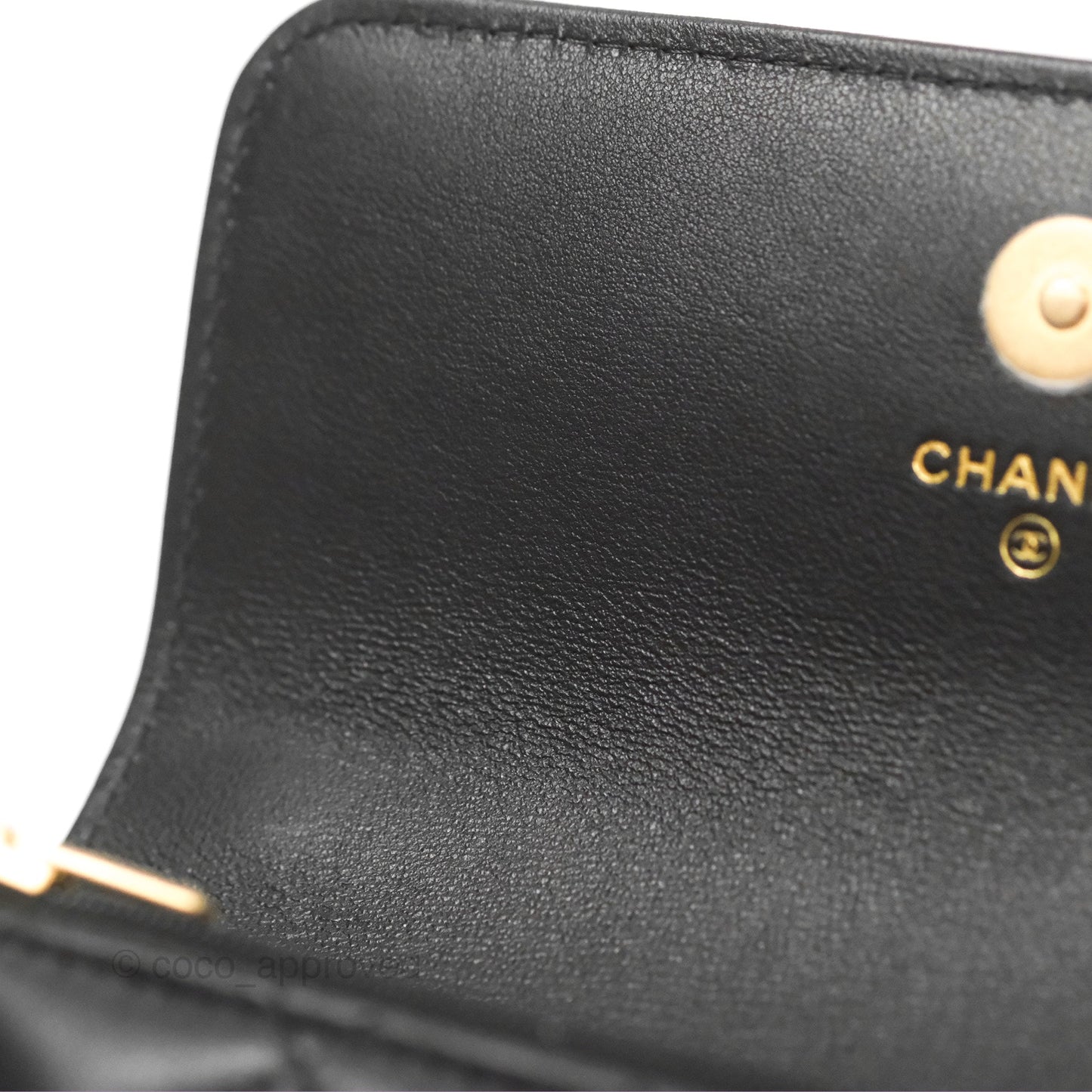 Chanel Mini WOC Phone Holder with Camellia Adjustable Chain Black Lambskin
