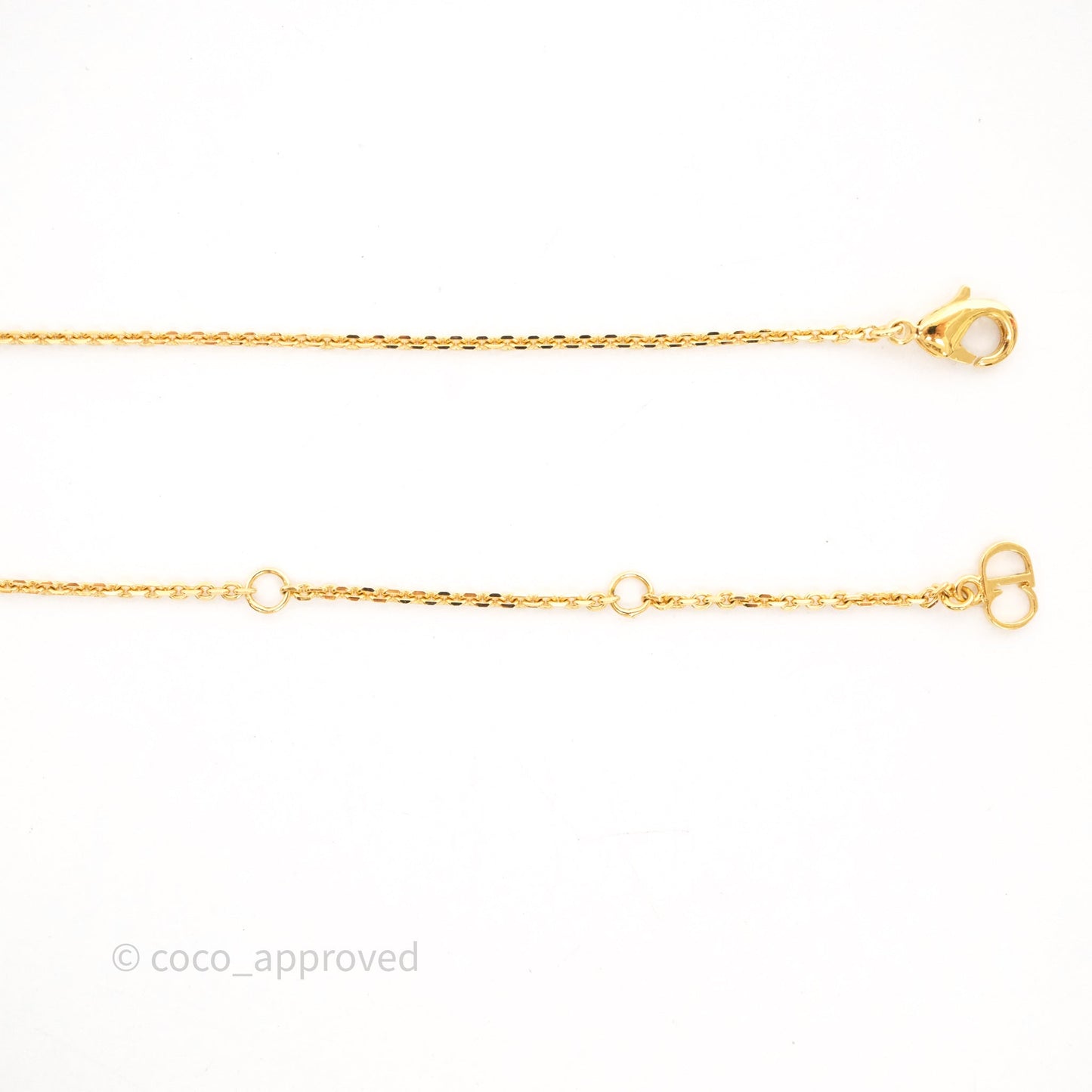 Christian Dior Pearl Crystal Necklace Gold Tone