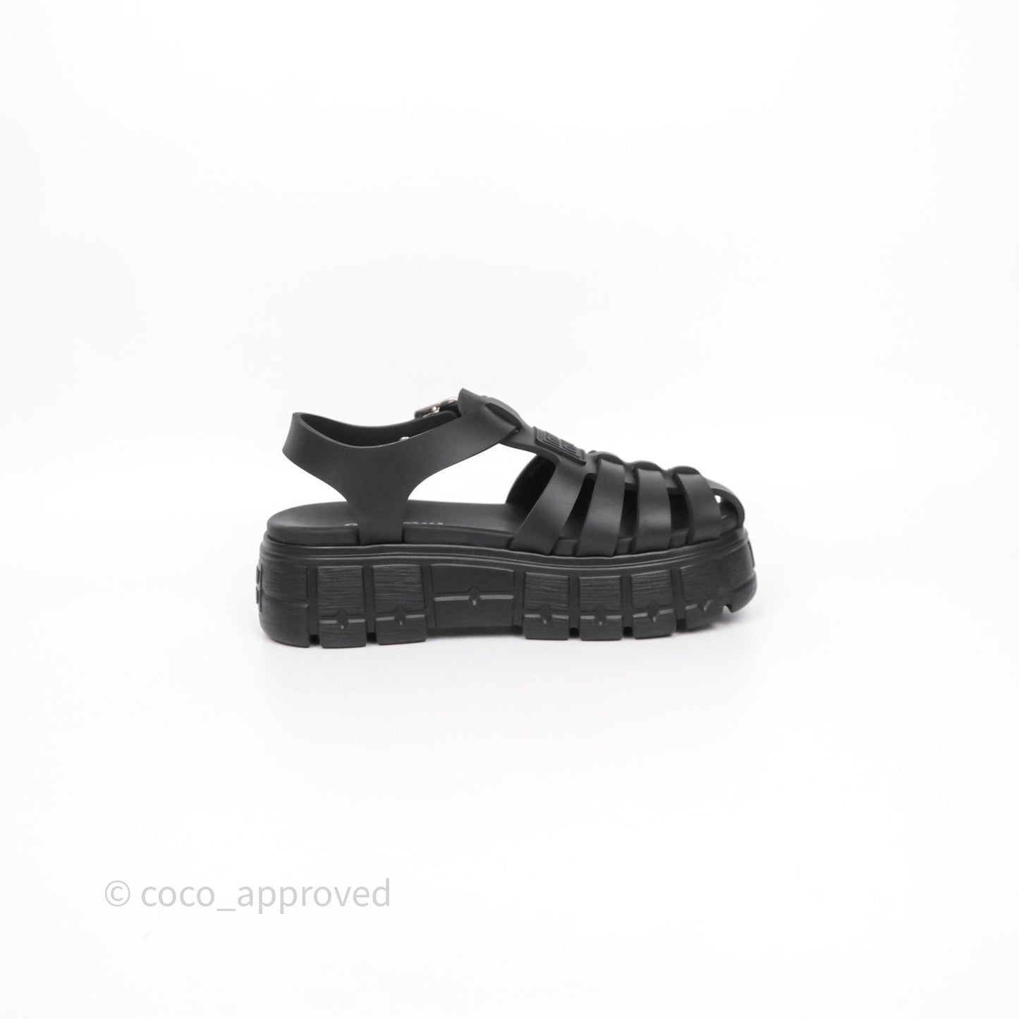 Miu Miu Soft Cage Flatform Sandal Black Size 36