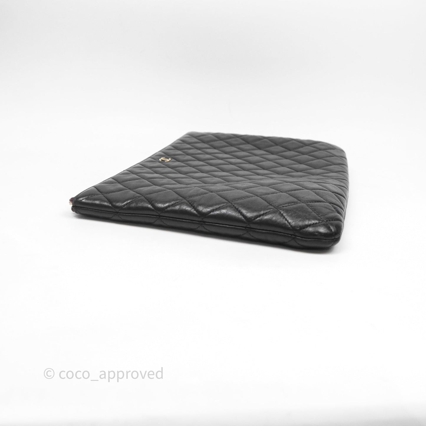 Chanel Classic Zipped Pouch Lambskin Black Gold Hardware