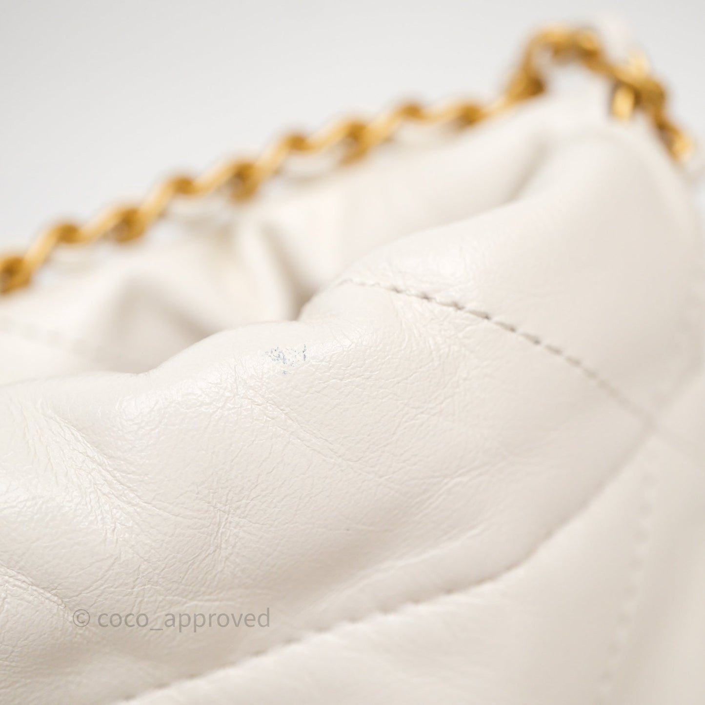 Chanel 22 Mini Bag White Calfskin Aged Gold Hardware