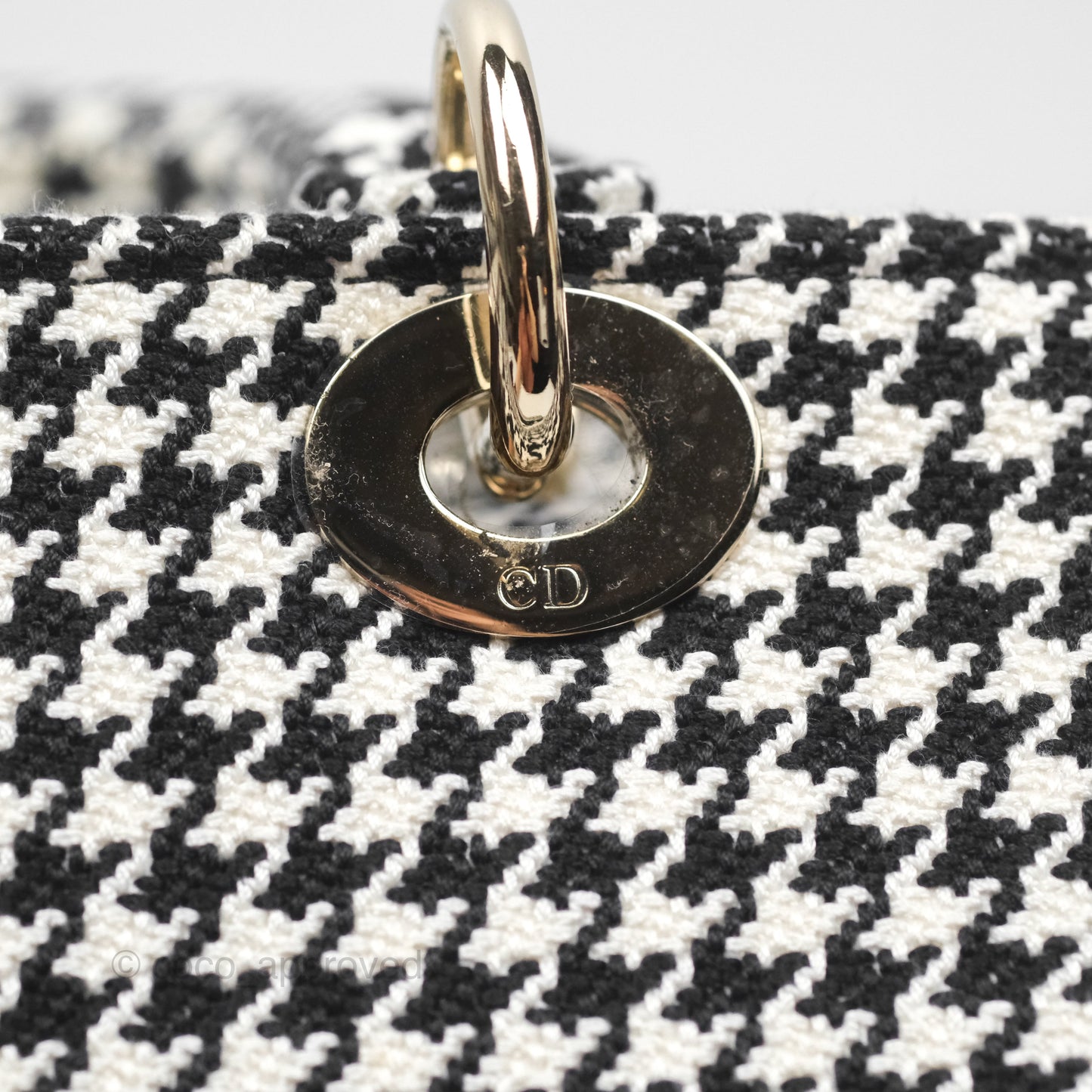 Christian Dior Medium Lady D-Lite Bag Black White Houndstooth