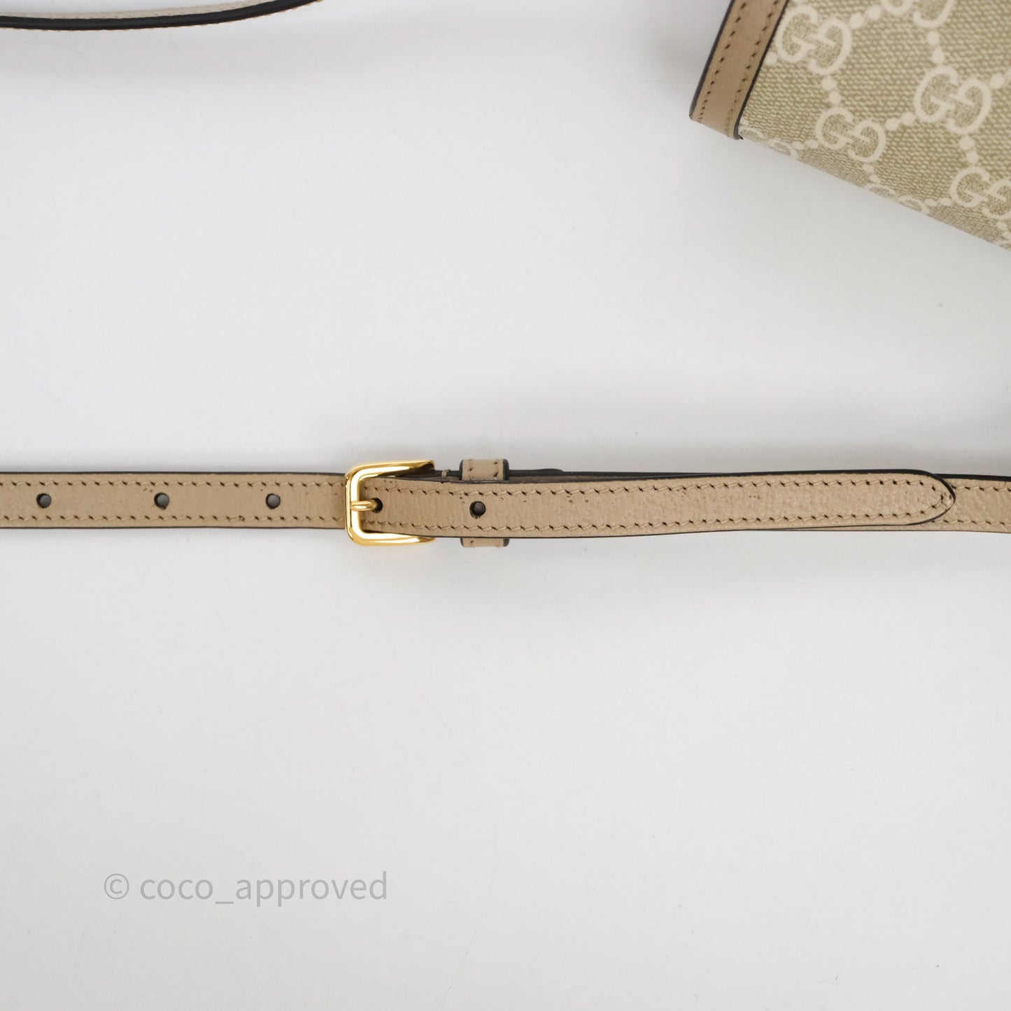 Gucci Horsebit 1955 Mini Bag Beige/ White GG Supreme Canvas Gold Hardware