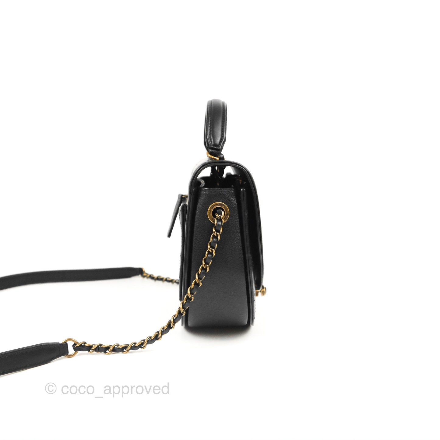 Chanel Small Coco Curve Flap Black Goatskin Antique Gold Hardware